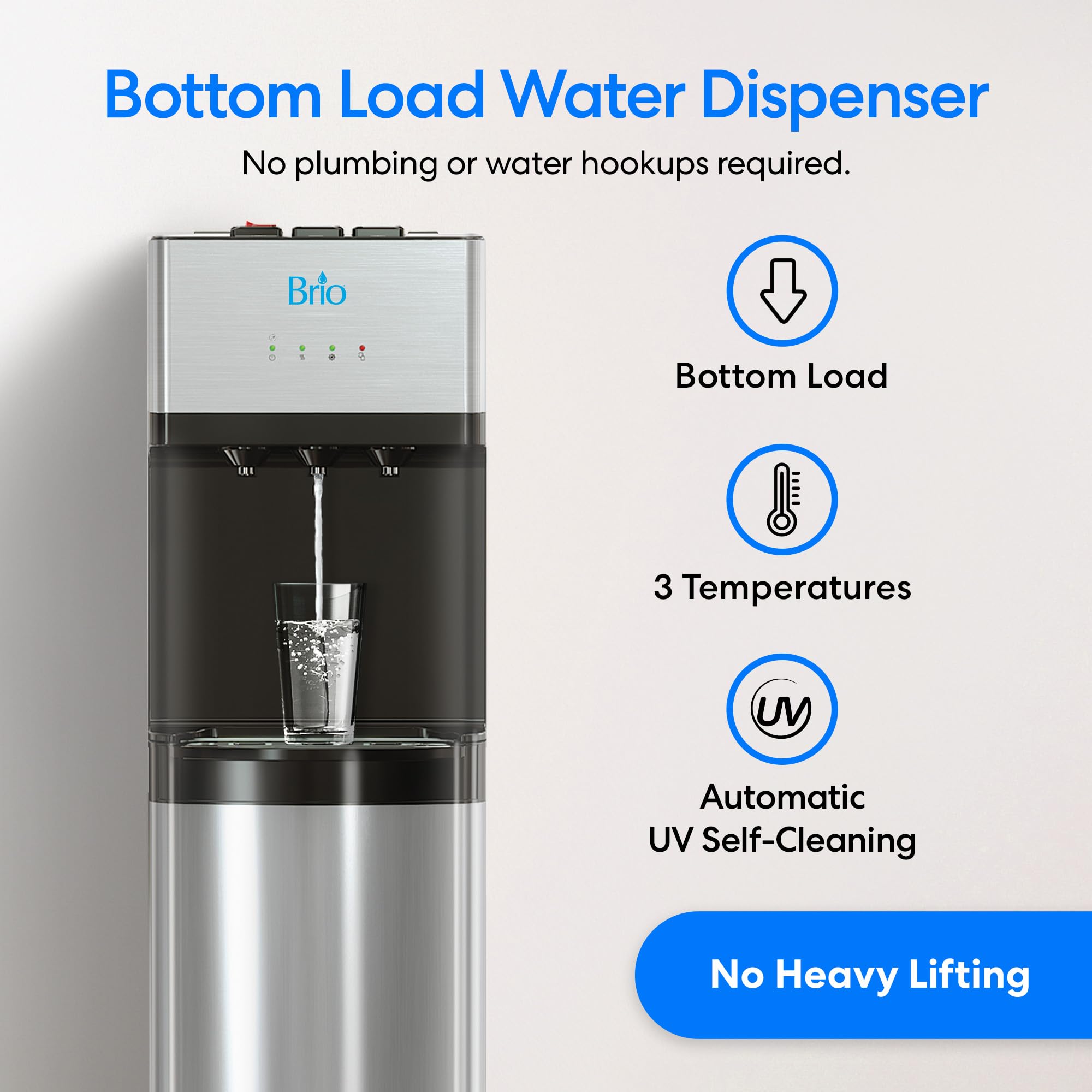 BRIO Self-Cleaning Bottom Loading Water Dispenser - 3 Temp
