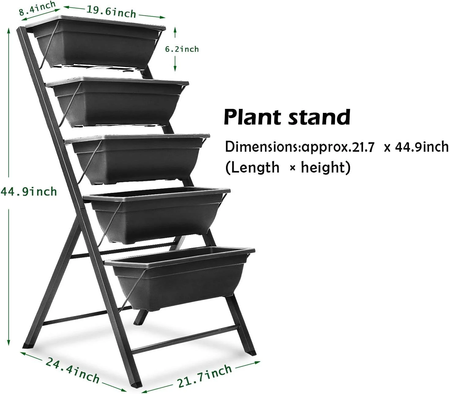 FOYUEE Vertical Herb Garden Planter Box Outdoor Elevated Raised Bed for Vegetables Flower Indoor with Drainage 5 Container