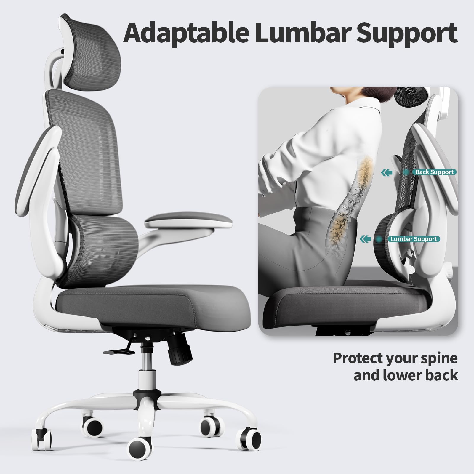 TRALT Ergonomic Office Chair - 330 LBS High Back Mesh Desk Chair