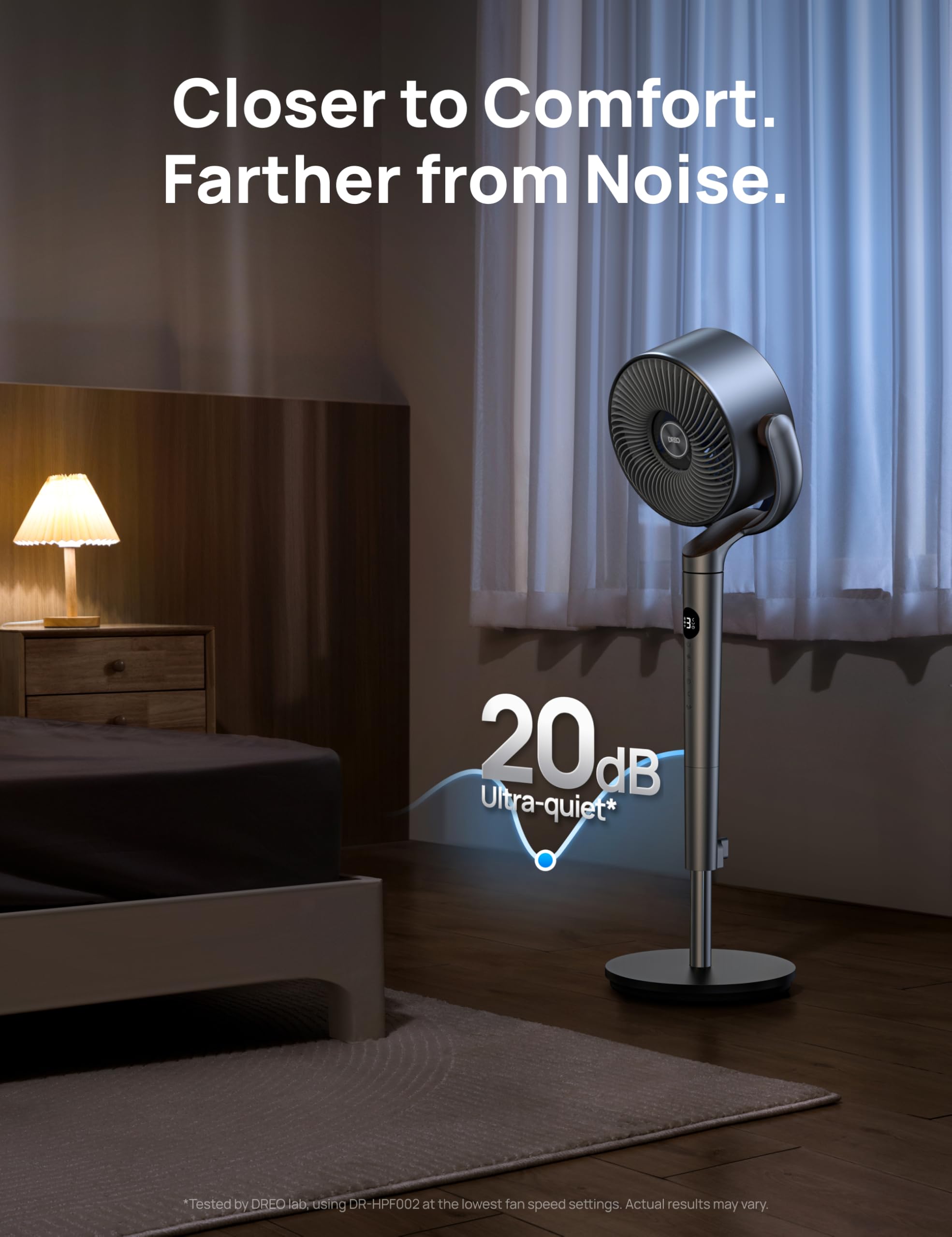 DREO Omni-Directional Oscillating Fan with Remote, 20 dB
