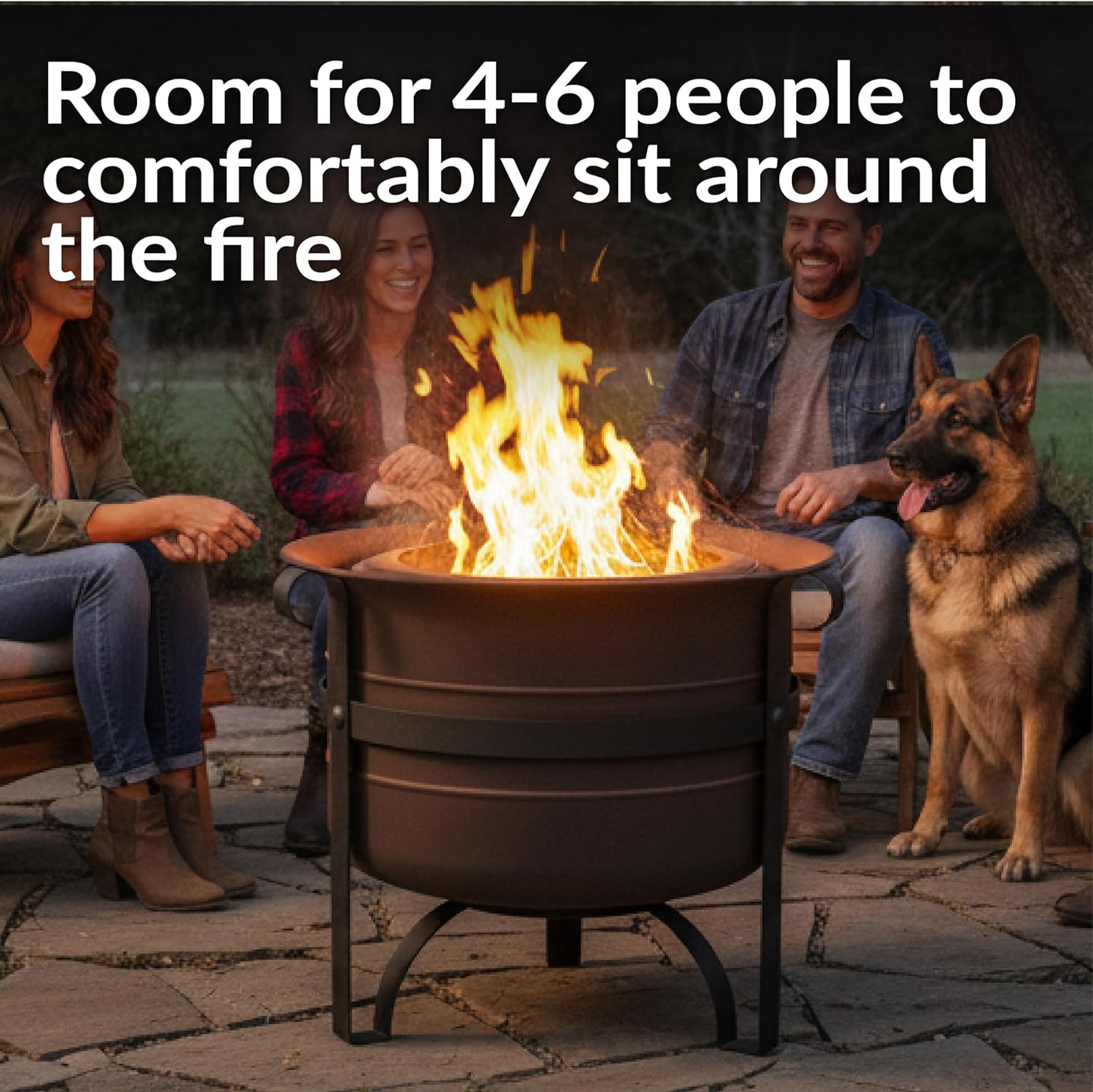Sunnydaze 23-Inch Cauldron-Style Smokeless Wood-Burning Fire Pit with Cover and Poker - Steel Outdoor Smokeless Fire Pit for the Backyard