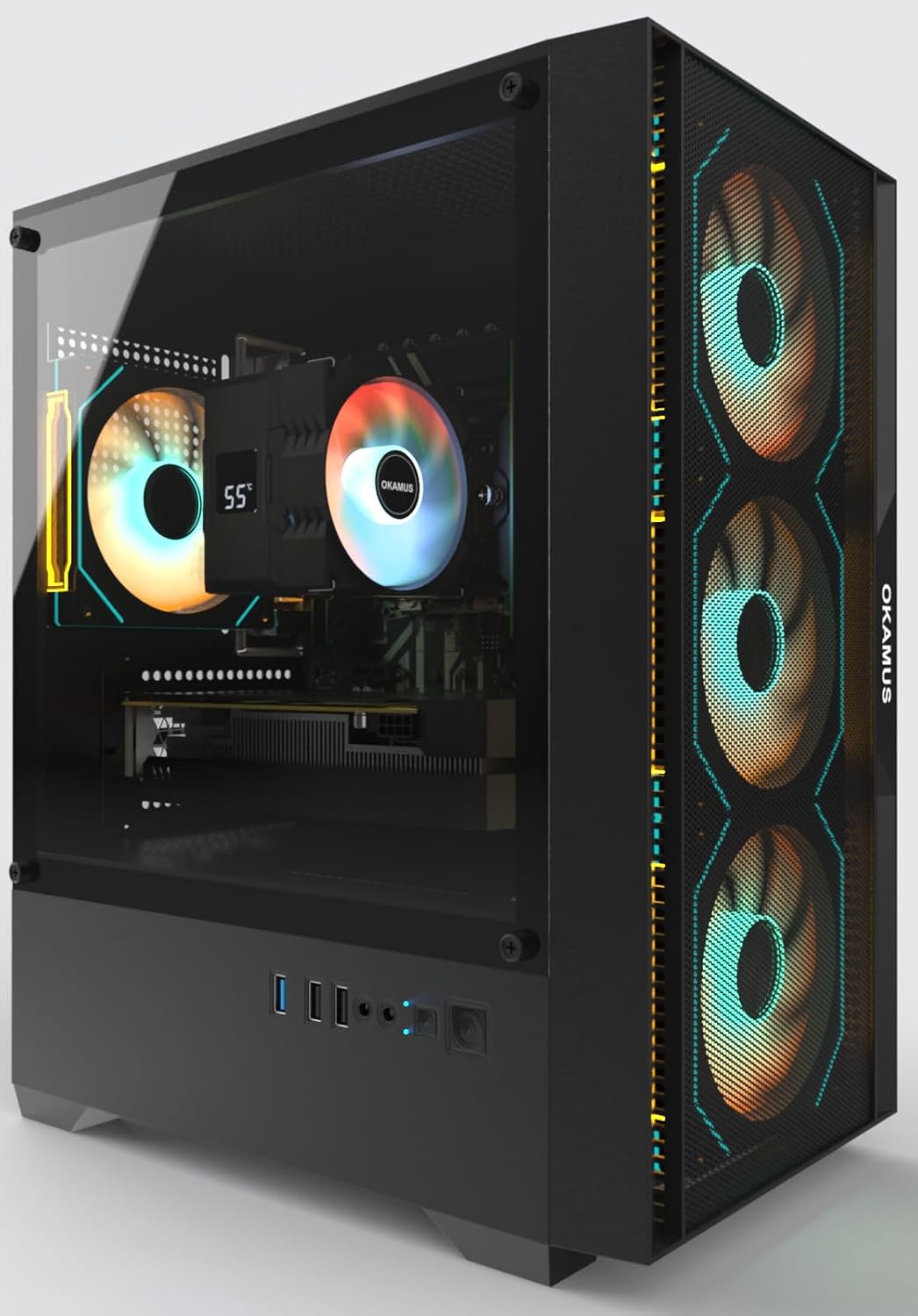 Gaming PC, i7 CPU Up to 4.0GHz, RX 590 2304 SP 8GB DDR5 Graphics Card, 512 GB M.2, 16 GB RAM Pre-Built Computer, ARGB Fans x 4, Win 11 Home .WiFi 6 + BT 5.3, 550W PSU (RX 590+512GB+16GB)