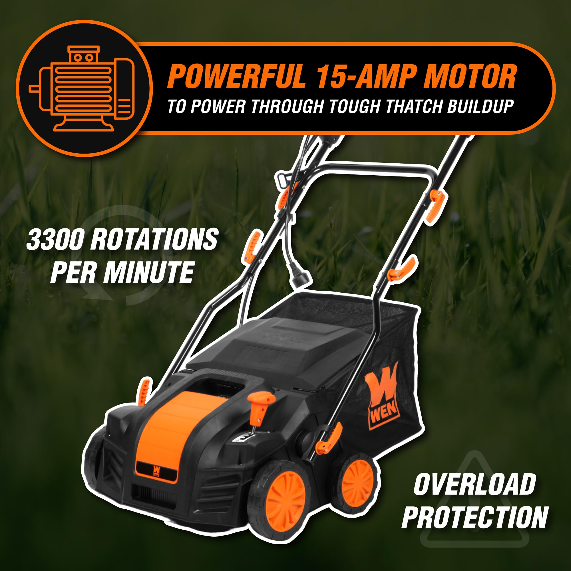 WEN DT1516 16-Inch 15-Amp Electric Dethatcher & Scarifier