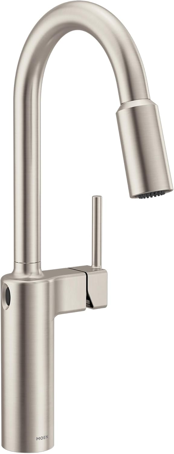 Moen Inara Spot Resist Stainless MotionSense Wave One-Handle Touchless Kitchen Faucet with Pulldown Sprayer and Power Clean, 87463EWSRS