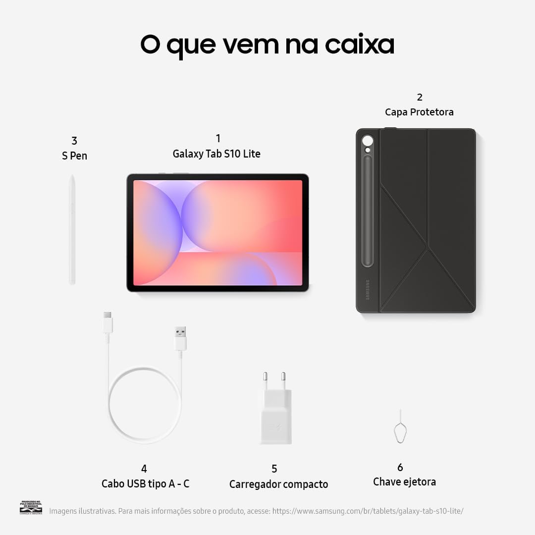 SAMSUNG Galaxy Tab S10 Lite with S-Pen | 128GB, 6GB RAM, Wi-Fi Only | 10.9” 90Hz LCD, Android 15 WiFi 6 Tablet, All Day Battery | International Model X400 | 256GB SD Card Bundle, Gray