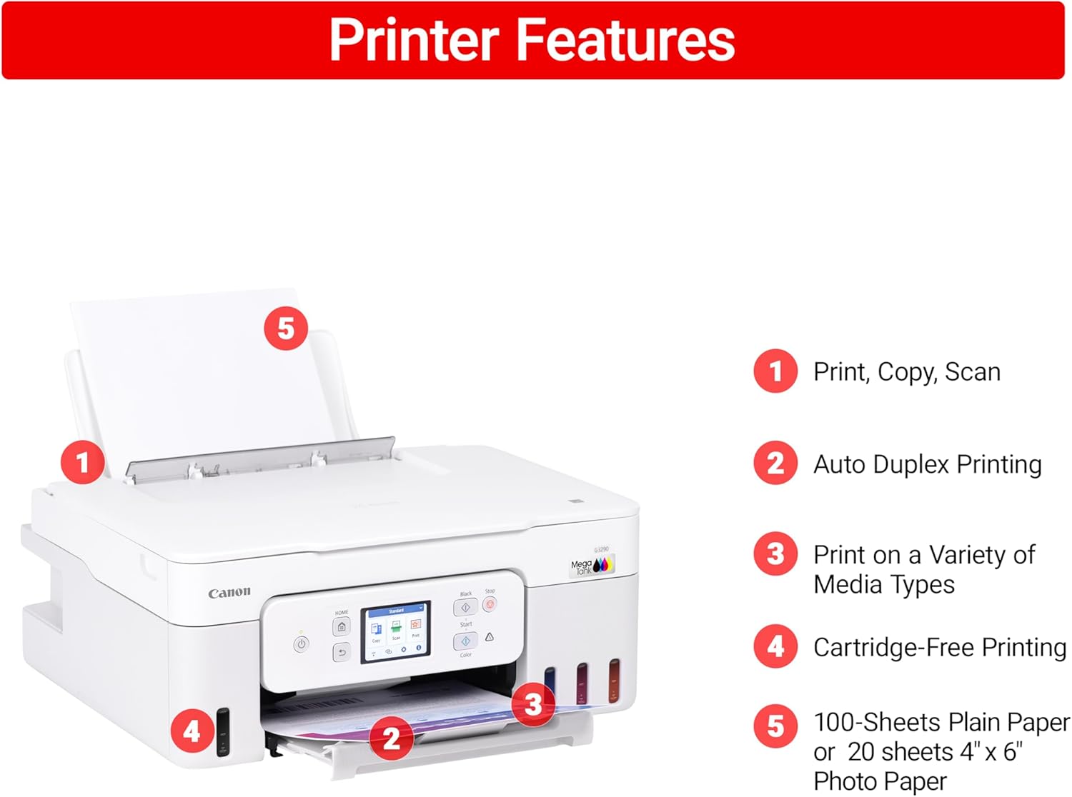 Canon Megatank G3290 All-in-One Wireless Supertank Megatank Printer | Print, Copy, Scan | Mobile Printing |2.7