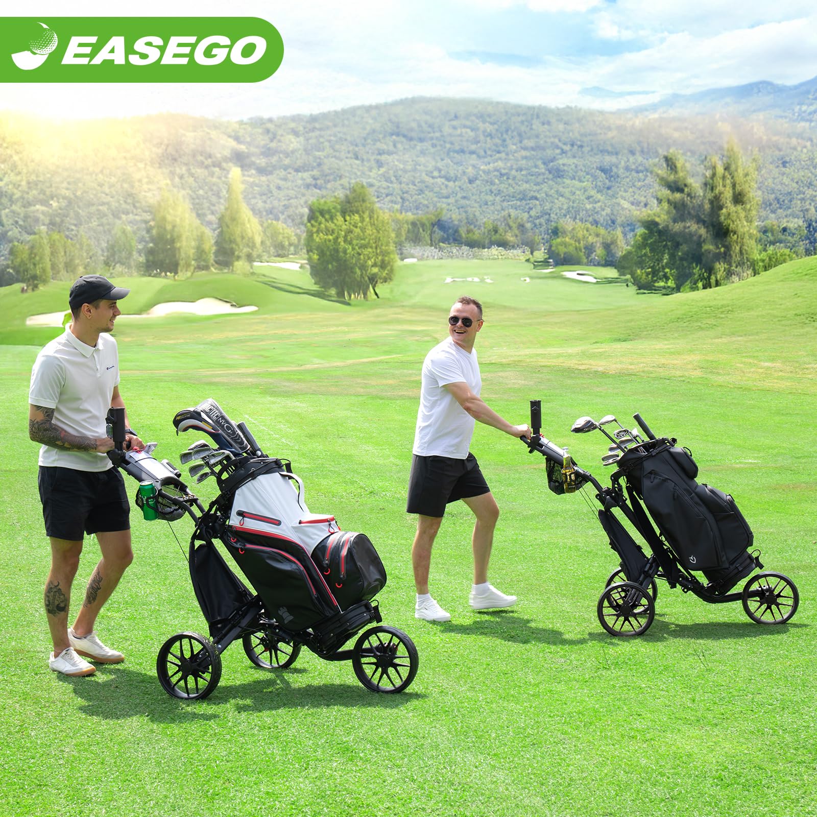 EASEGO Golf Push Cart – Foldable 3 Wheel Caddy