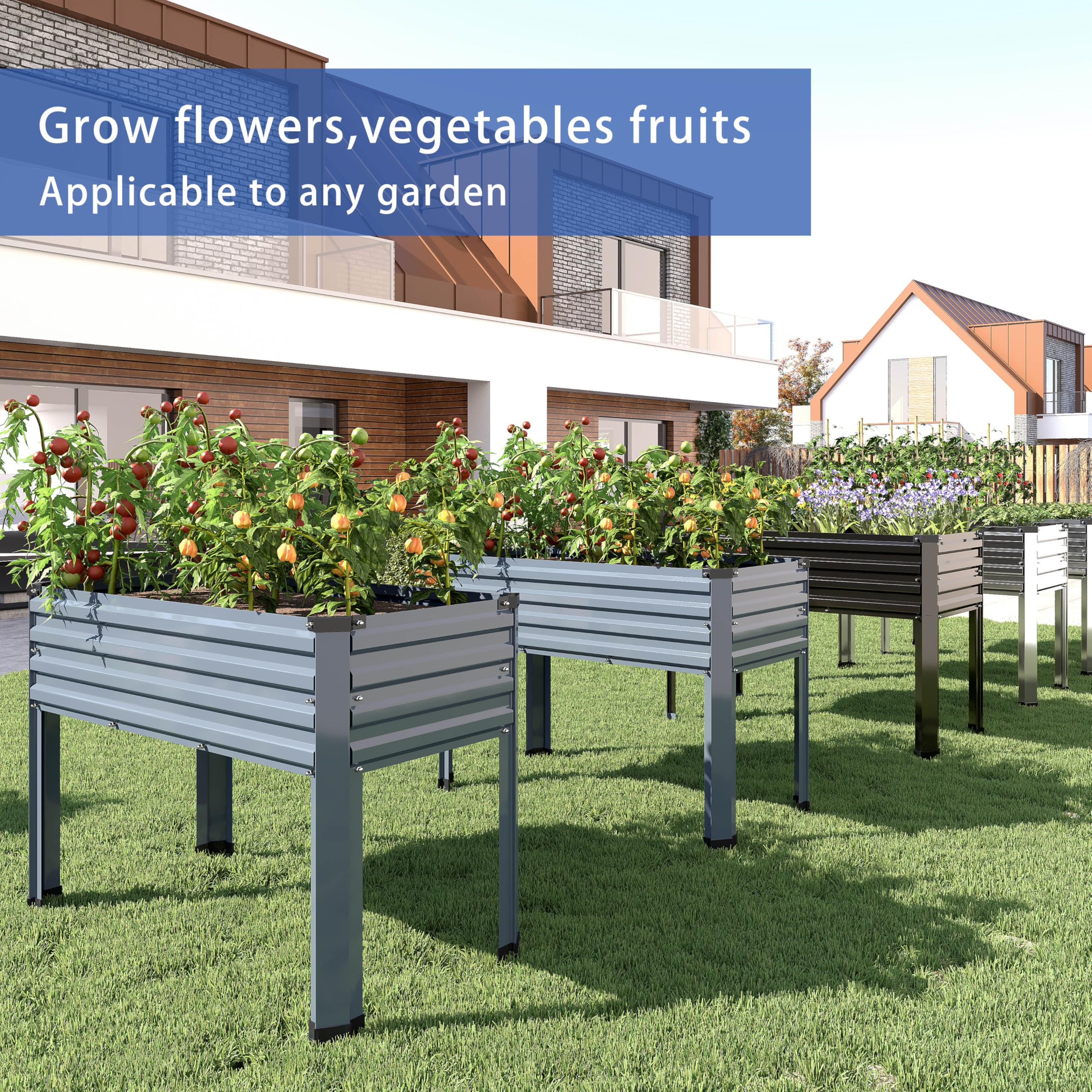 DIIYIV 2PCS Galvanized Elevated Garden Bed with Legs