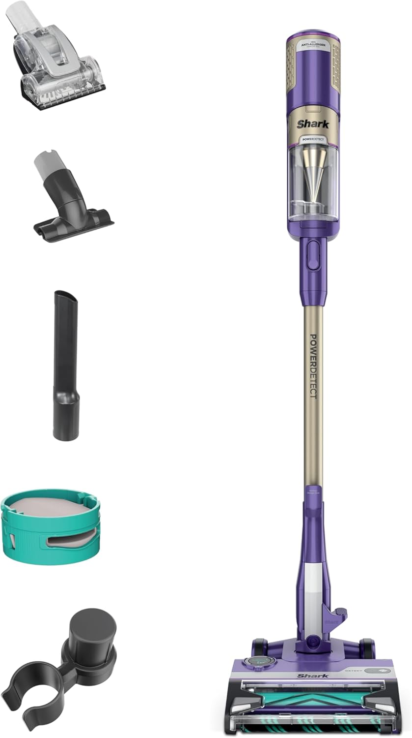 Shark POWERDETECT Ultra-Light Corded Stick Vacuum with DuoClean Technology, Self-Cleaning Brushroll for No Hair Wrap, Anti-Allergen Complete Seal & Odor Neutralizer Technology, Eggplant, HZ4002