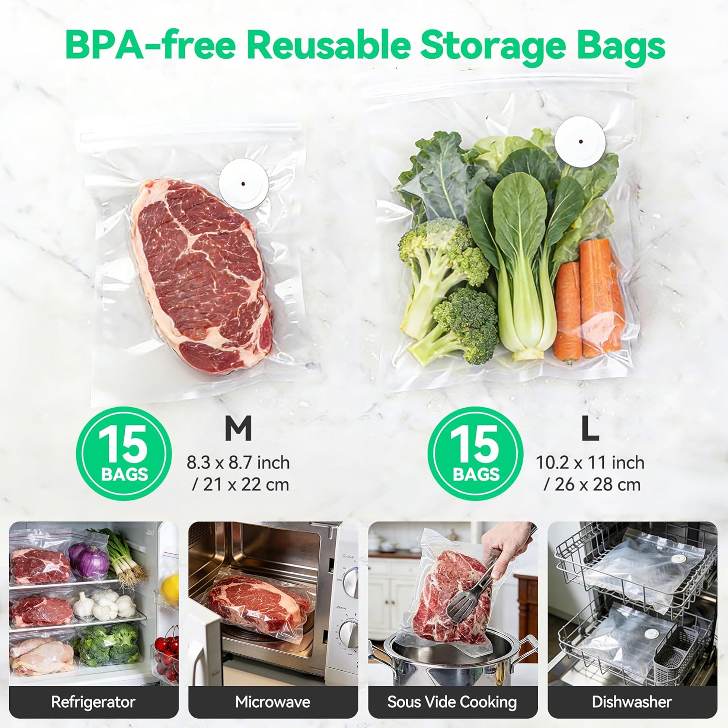 Compact Vacuum Sealer for Food, ORMEO HOME Powerful Handheld Vacuum Sealer Machine, Seal Meal Saver, Portable Food Sealer (Vacuum Sealer Machine + 30 Reusable Vacuum Bags)
