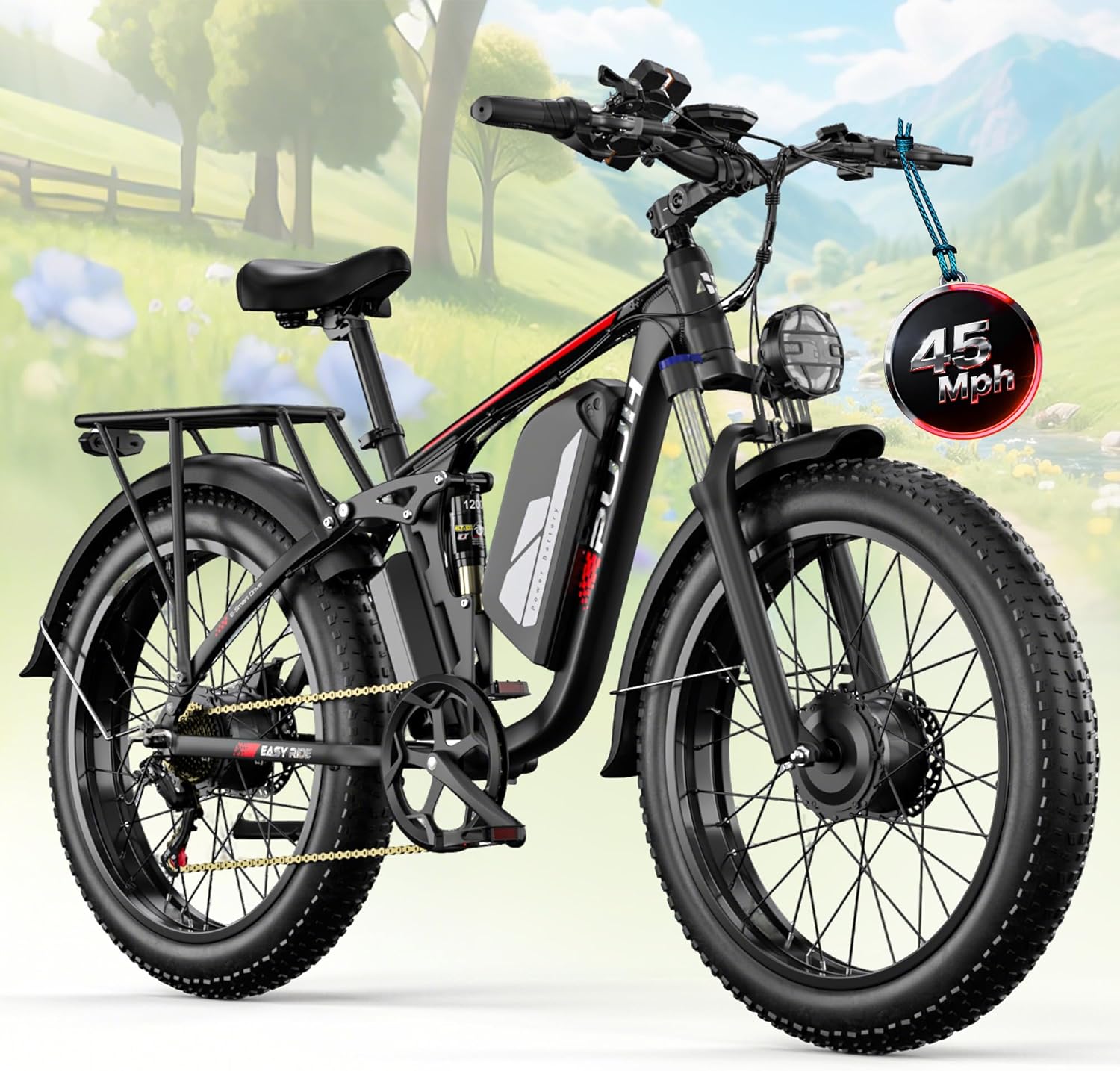 Peak 6000W Dual Motor Electric Bike,60V 1200Wh Removable Battery & 110Nm Torque,Fast Ebike for Adults,Max 45MPH & 100-Mile Range,24