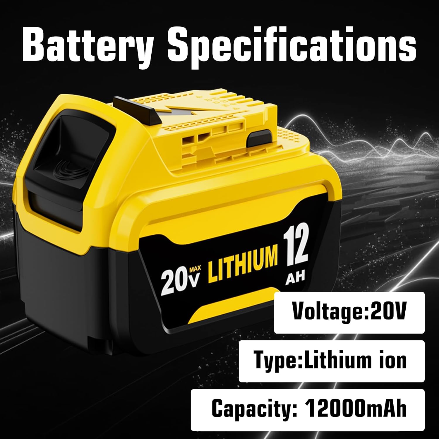 4 Packs 12000mAh Replacement for Dewalt 20V Battery 12.0Ah and DCB104 4-Port Charger Compatible with Dewalt 20V Battery Lithium DCB206 DCB207 DCB204 DCB200 DCB201 DCB203 Series Power Tool(5Pack）