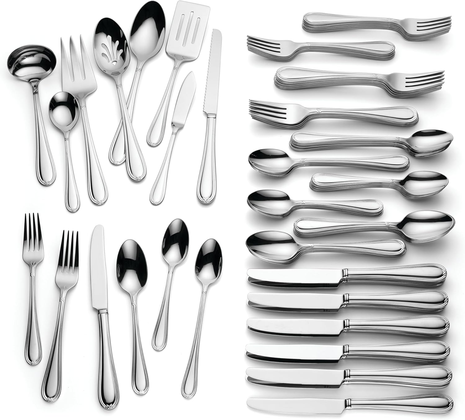 Lenox Silverware Set, Ashbridge 80-Piece Flatware Set, Service For 12, Rust Resistant 18/10 Stainless Steel, Dishwasher Safe, Knives Spoons And Forks Sets, Home And Kitchen Utensils (Silver, 80 Piece)