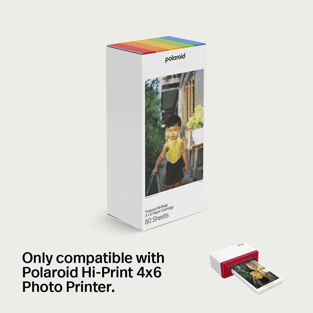 Polaroid Hi-Print Bluetooth 4x6 Photo Printer + Photo Paper Bundle (80 Sheets Included) (6552)