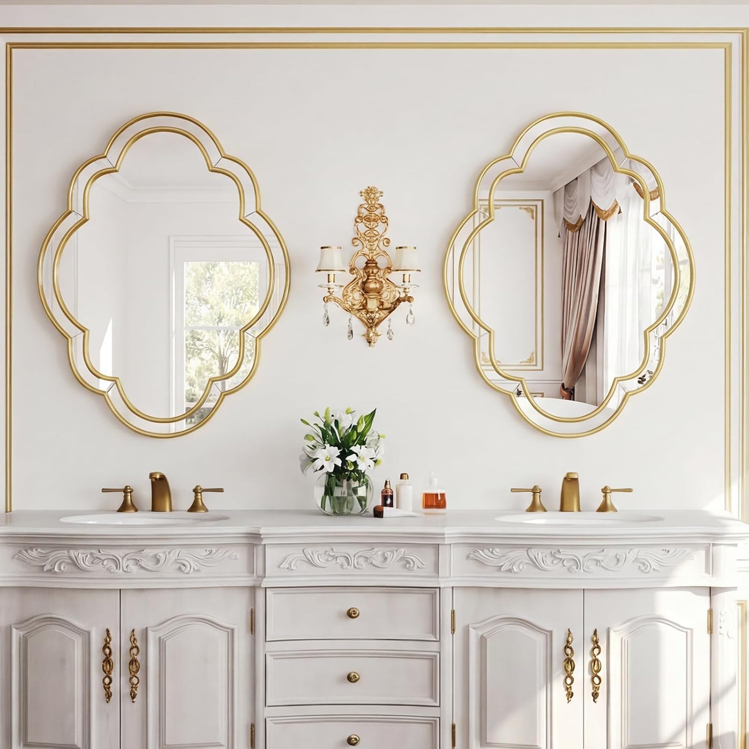 CozyDH Gold Scalloped Wall Mirror Decor - 32