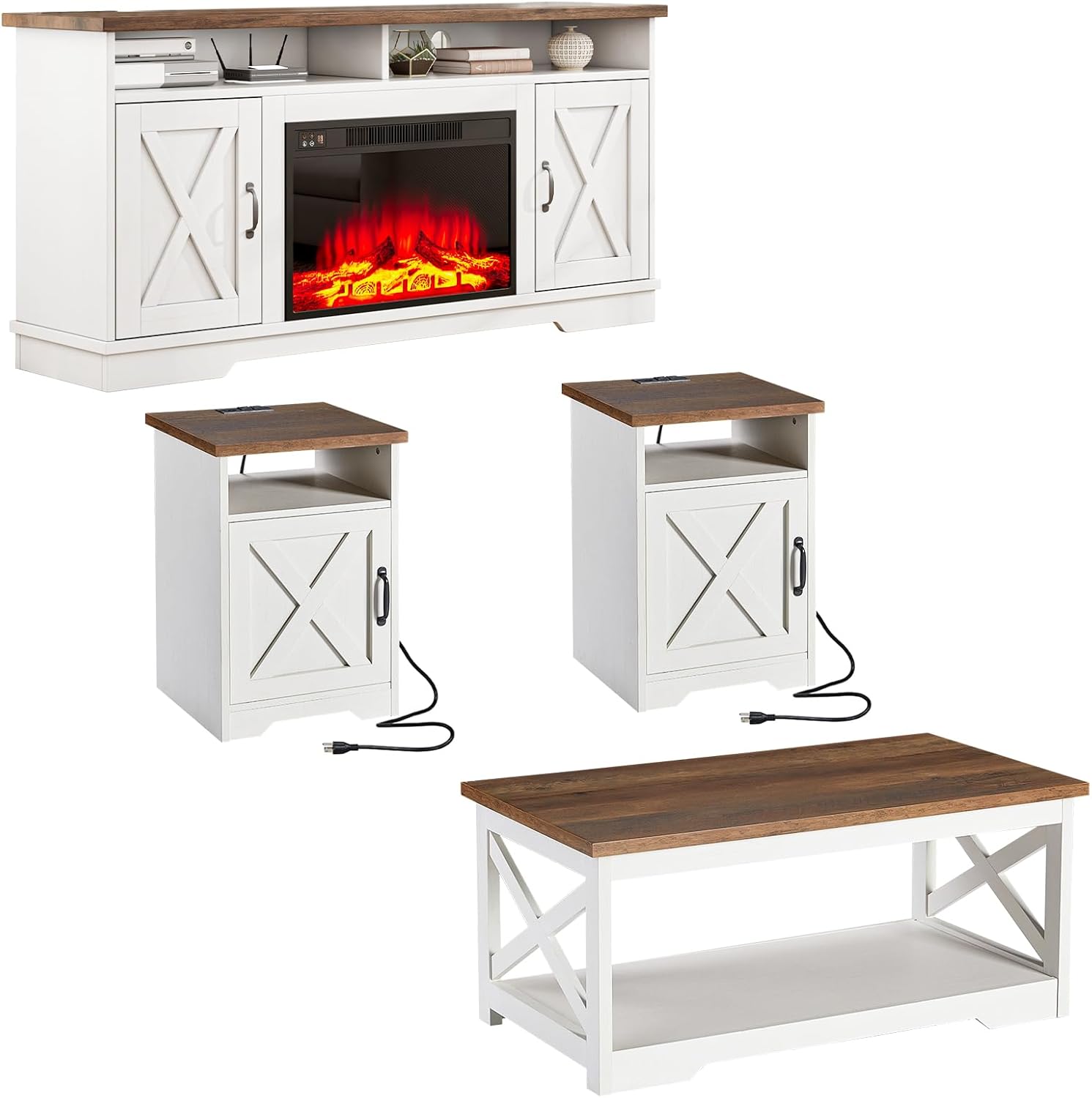 AMERLIFE 5-Piece Farmhouse Table Set Include 63