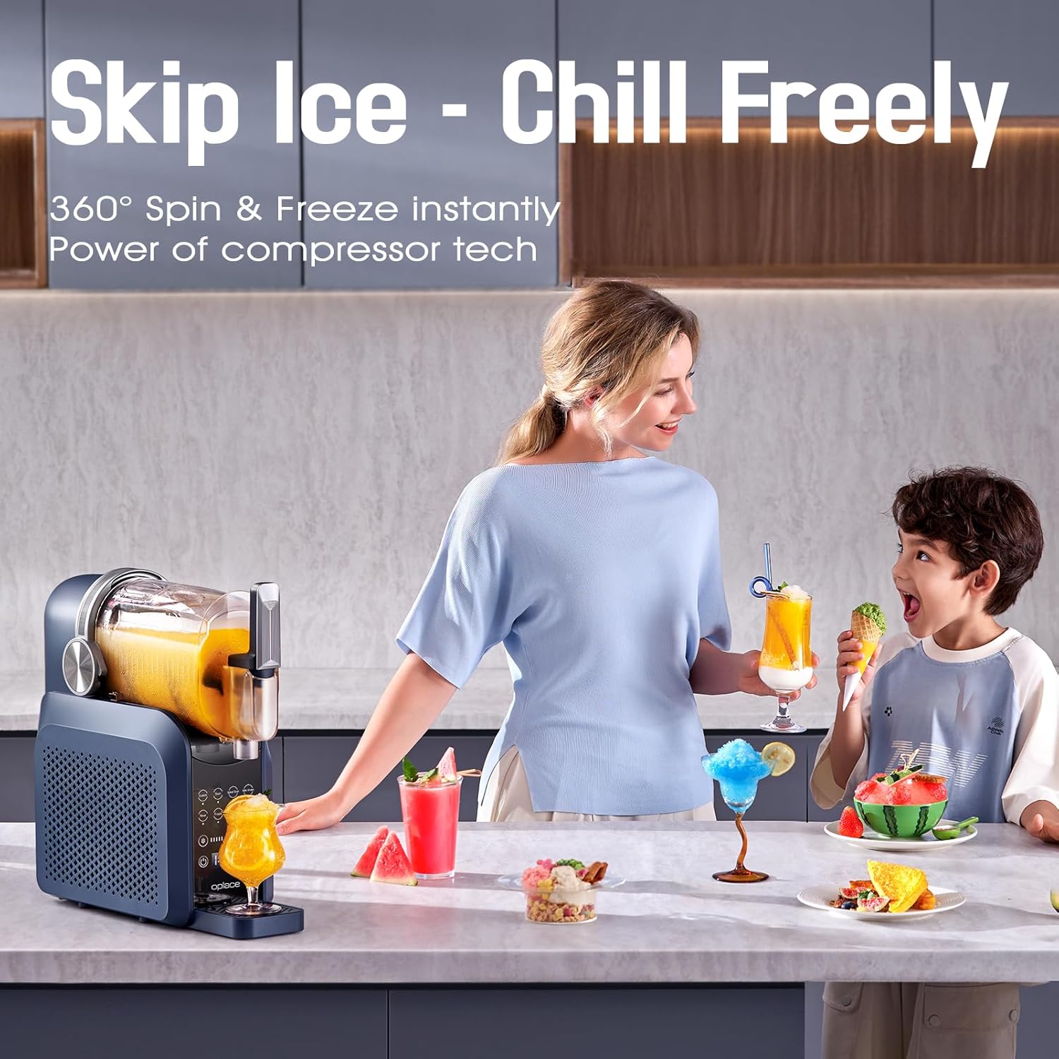7-in-1 Slushie Machine for Home(88oz.),Countertop Slushy Maker with No Ice Needed, Auto-Clean,Frozen Drink,Margarita, Cocktail,Daiquiri,Frappe,Milkshake,and More Slush Smoothie(Blue)