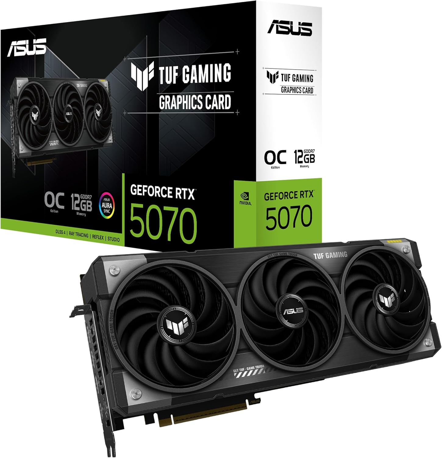 ASUS TUF Gaming GeForce RTX ™ 5070 12GB GDDR7 OC Edition Gaming Graphics Card (PCIe® 5.0, HDMI®/DP 2.1, 3.125-slot, Military-Grade Components, Protective PCB Coating, axial-tech Fans) (Renewed)