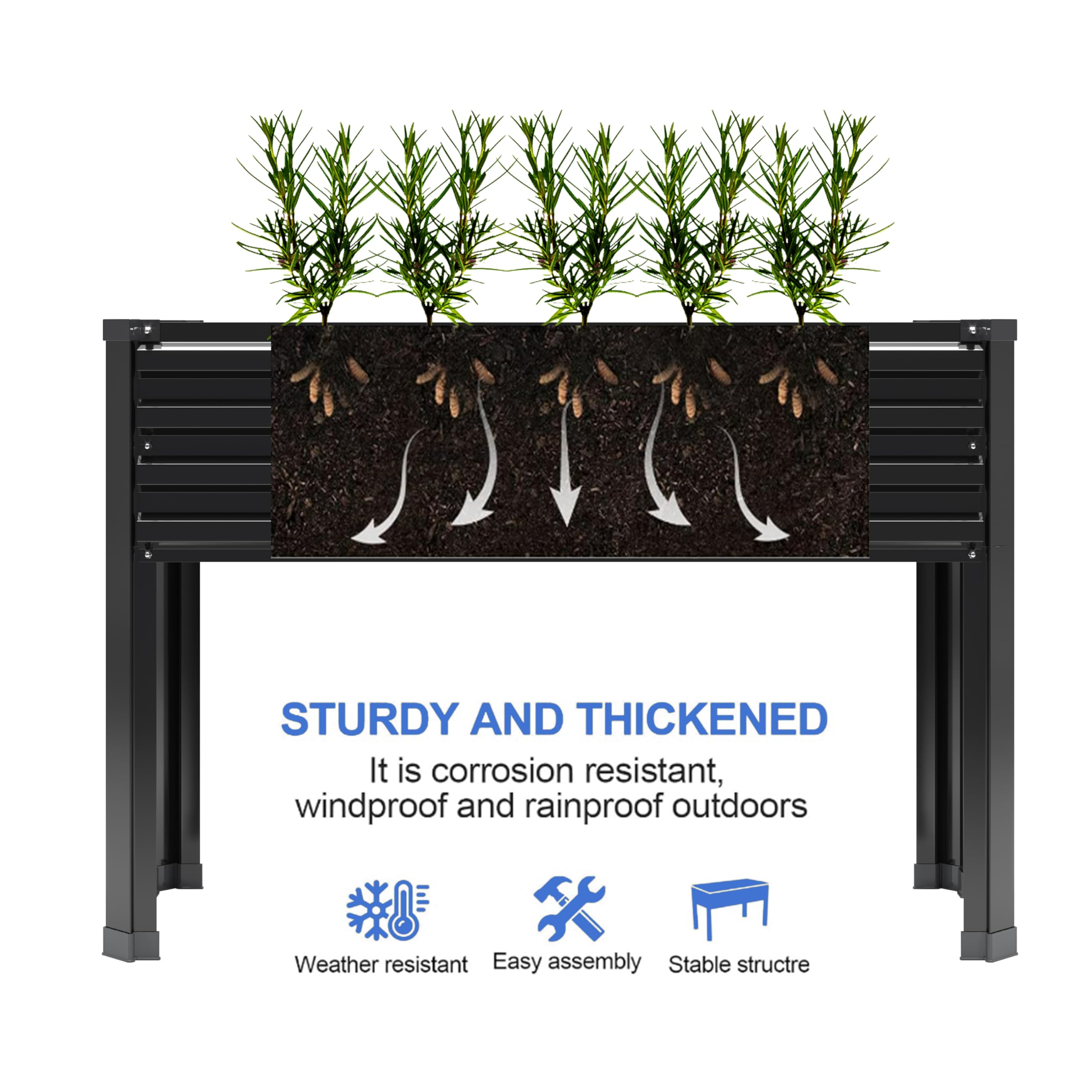 DIIYIV 2PCS Galvanized Elevated Garden Bed with Legs