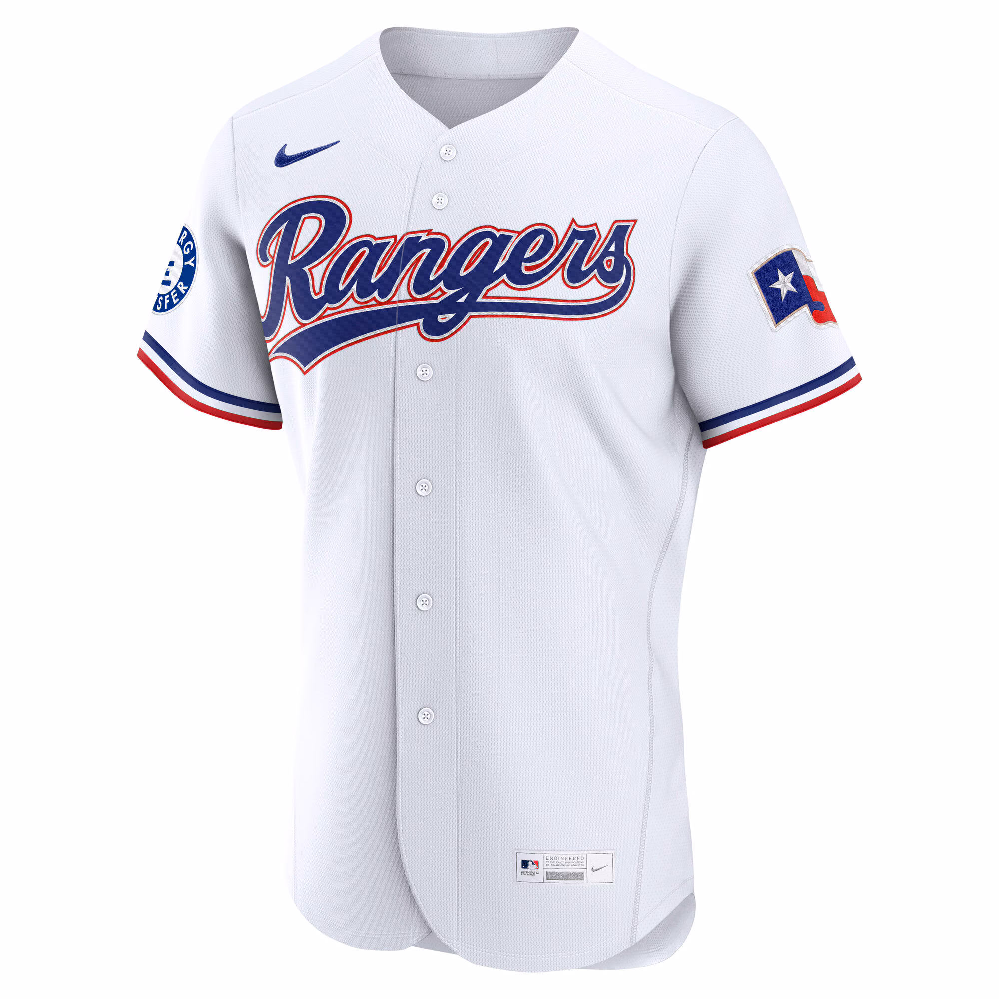 Texas Rangers Nike Home Sponsor Patch Authentic Jersey - White