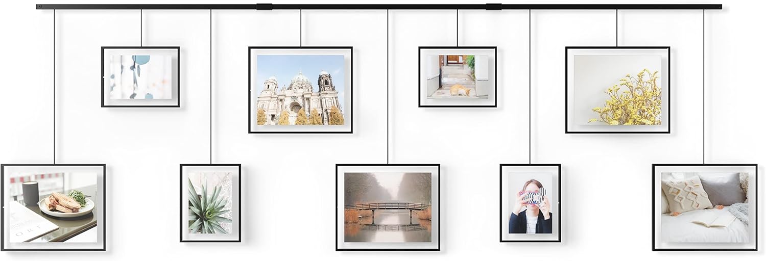 Umbra Exhibit Picture Frame Gallery Set, Adjustable Wall Collage Displays Nine Photos (Four 5x7