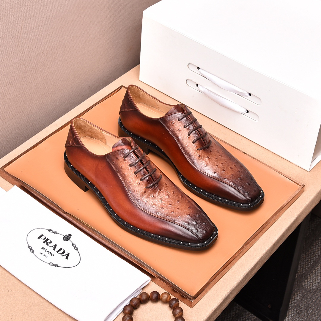 Prada men's leather shoes-72