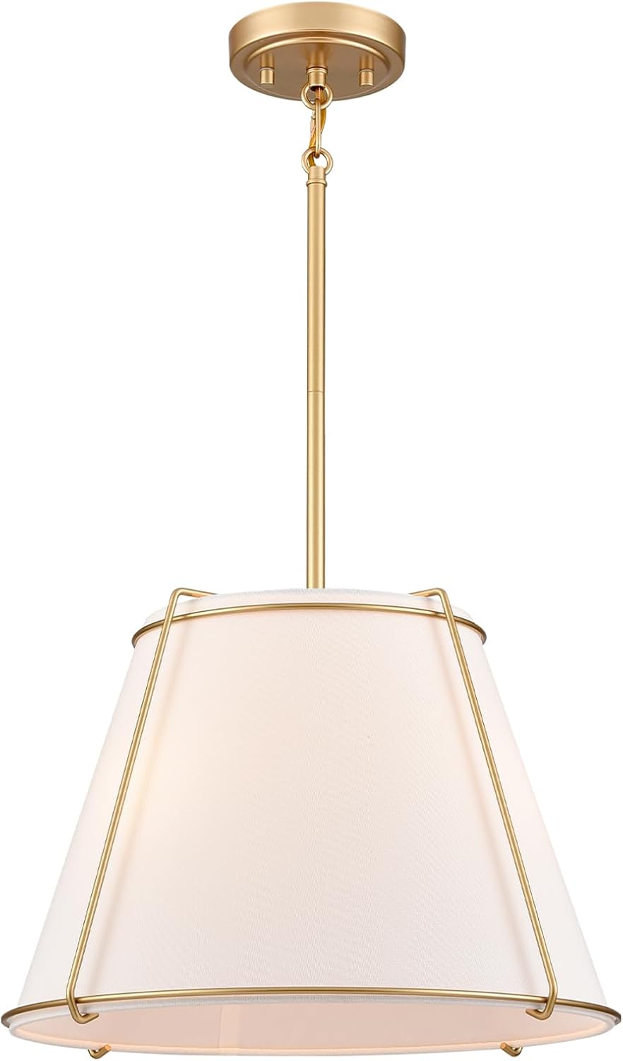 Cone Pendant Light Fixture with Metal Lantern Fabric Drum Shade 16