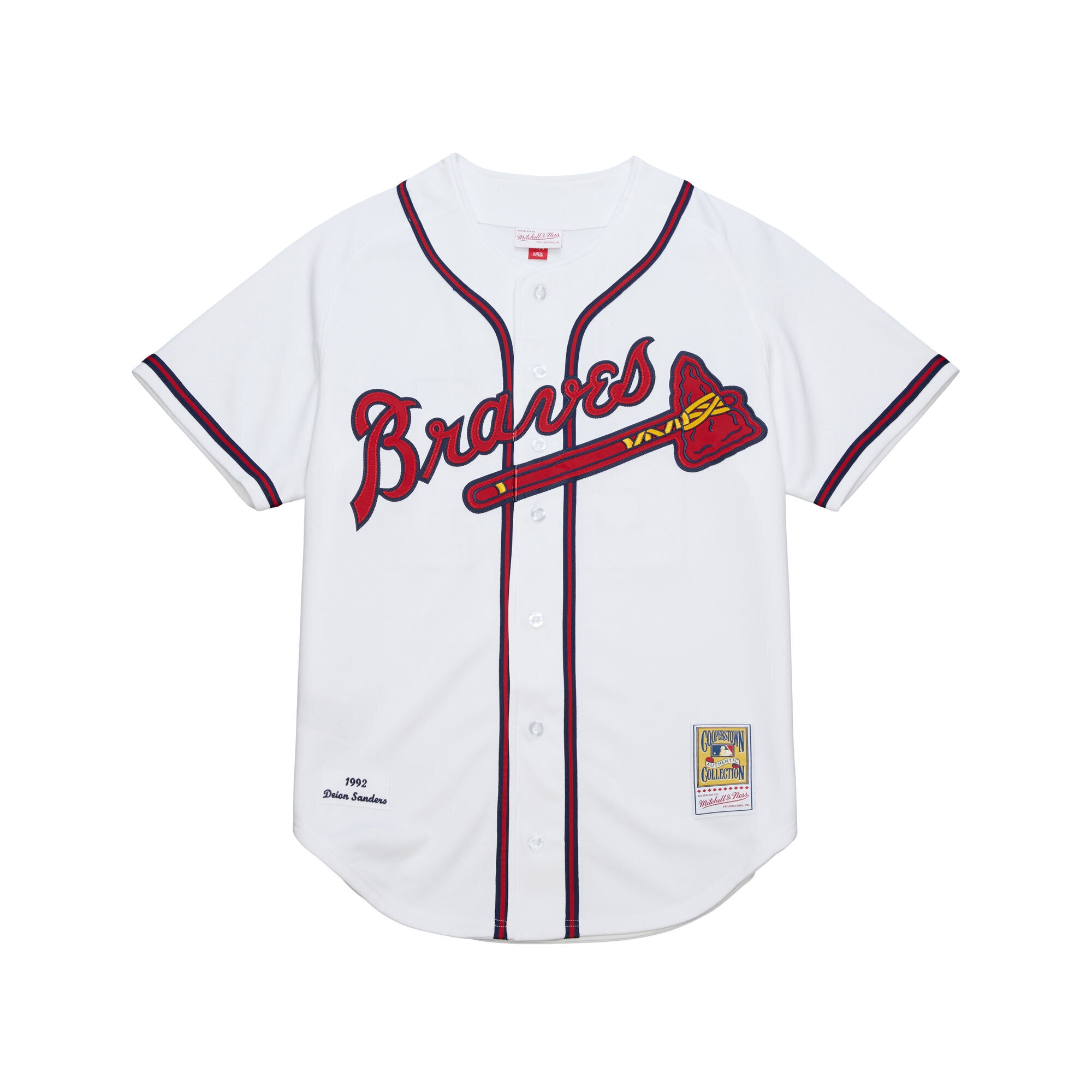 Deion Sanders Atlanta Braves Mitchell & Ness Cooperstown Collection 1992 Authentic Jersey - White