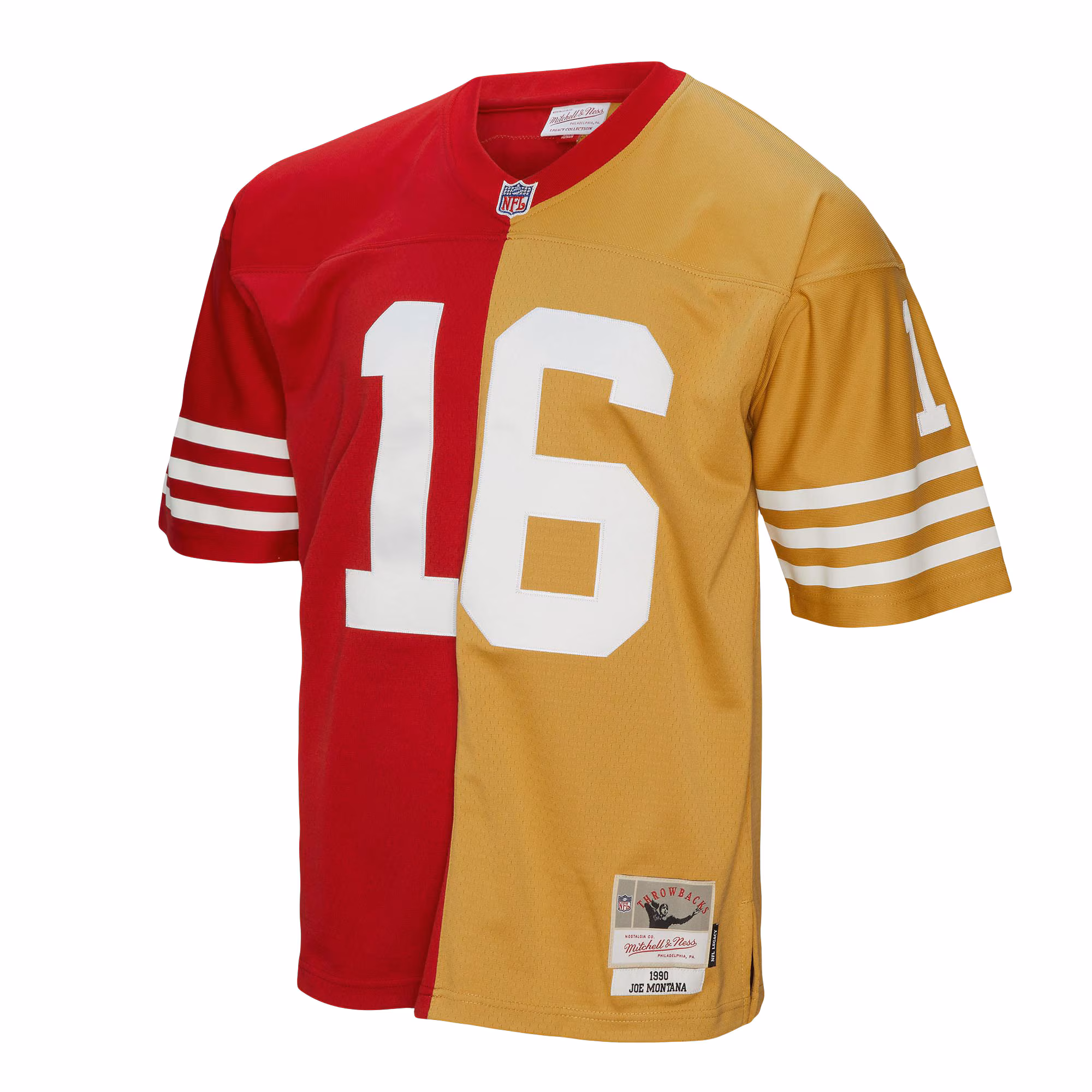 Joe Montana San Francisco 49ers Mitchell & Ness 1990 Split Legacy Replica Jersey - Scarlet/Gold
