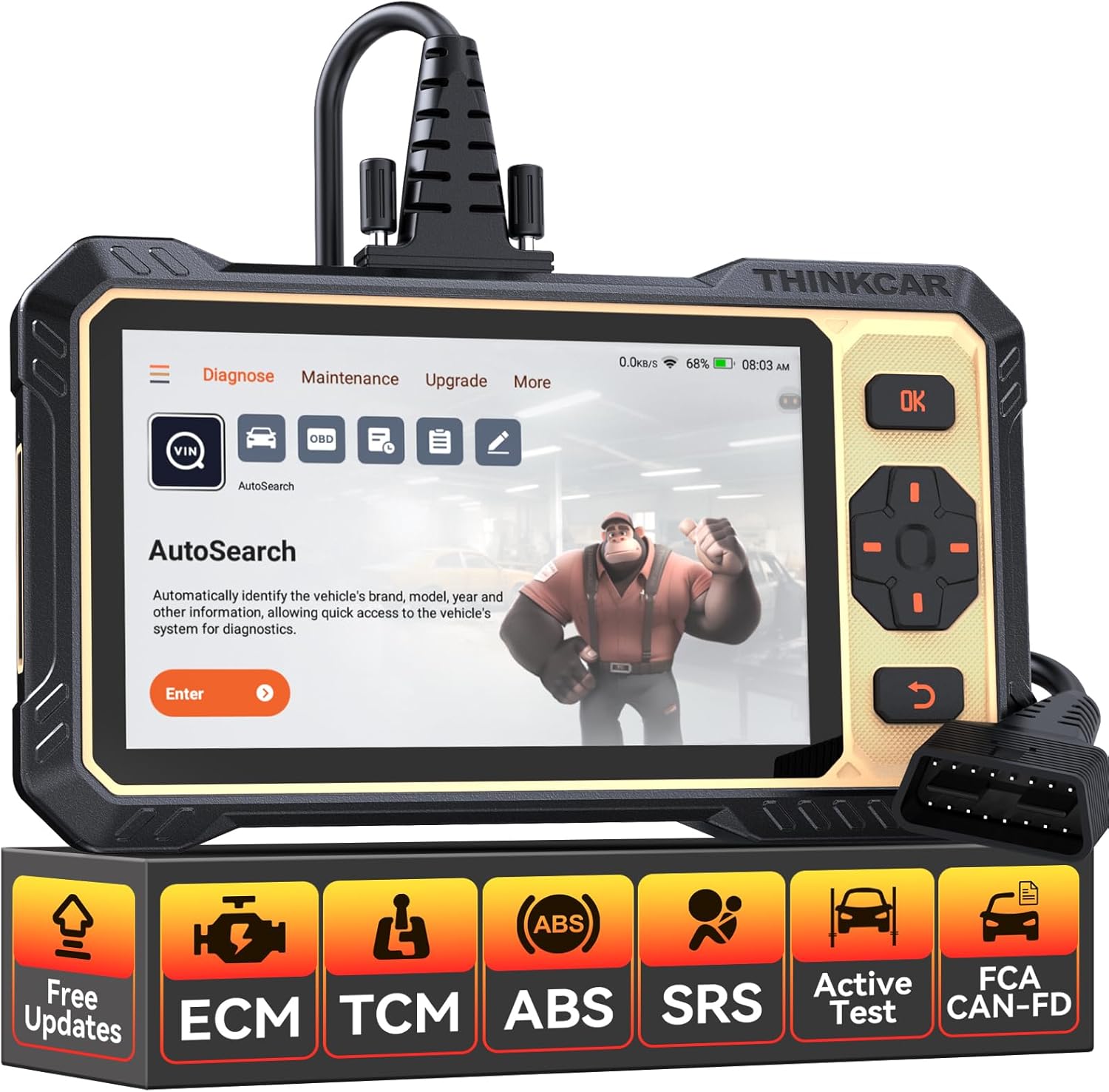 THINKCAR THINKSCAN 662 OBD2 Scanner,Car Diagnostic Tool with Bidirectional Active Test,Car Scanner Engine ABS SRS Transmission,Scanner for Car with 12 Reset,CAN FD & FCA SGW,Lifetime Free Update