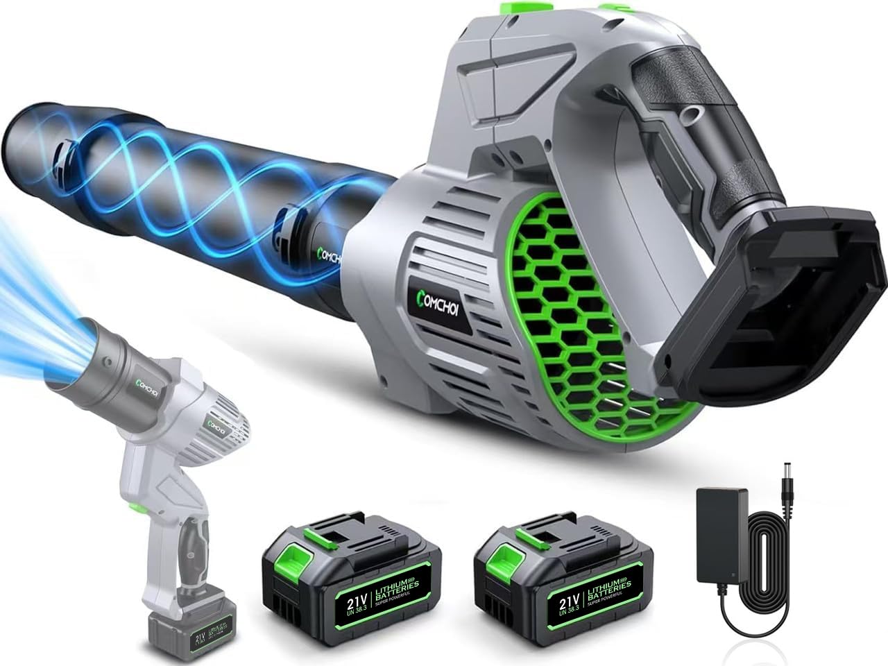 COMCHOI Electric Leaf Blower Cordless, 680 CFM, 5 Speed