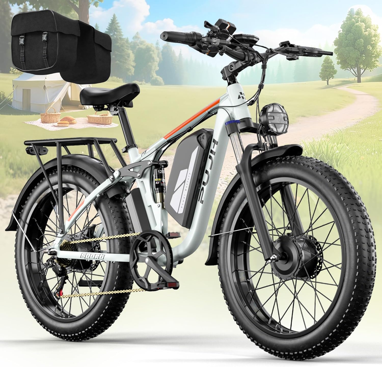 6000W Max Speed 45MPH Dual Motor Electric Bike for Adults,60V 1200Wh Removable Battery with 24