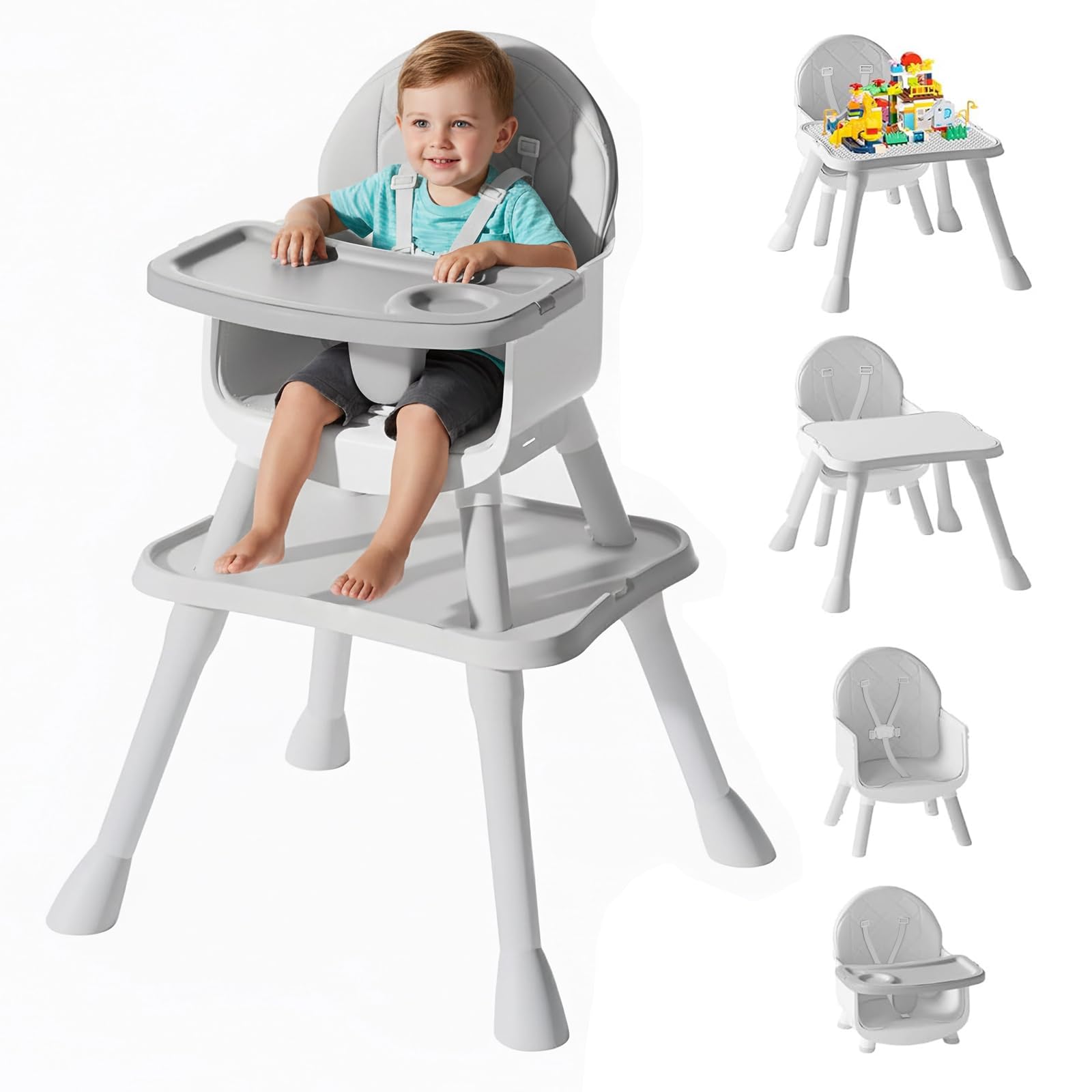 UNISWAN 6 in 1 Baby High Chair - Convertible Highchair Grey