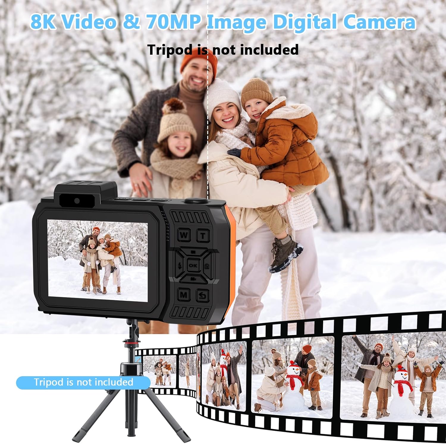 8K Underwater Camera 33FT Waterproof Camera with 64GB Card 70MP 18X Zoom Waterproof Digital Camera Auto Focus Dual-Screen Selfie 2500mAh Battery Dustproof Shockproof