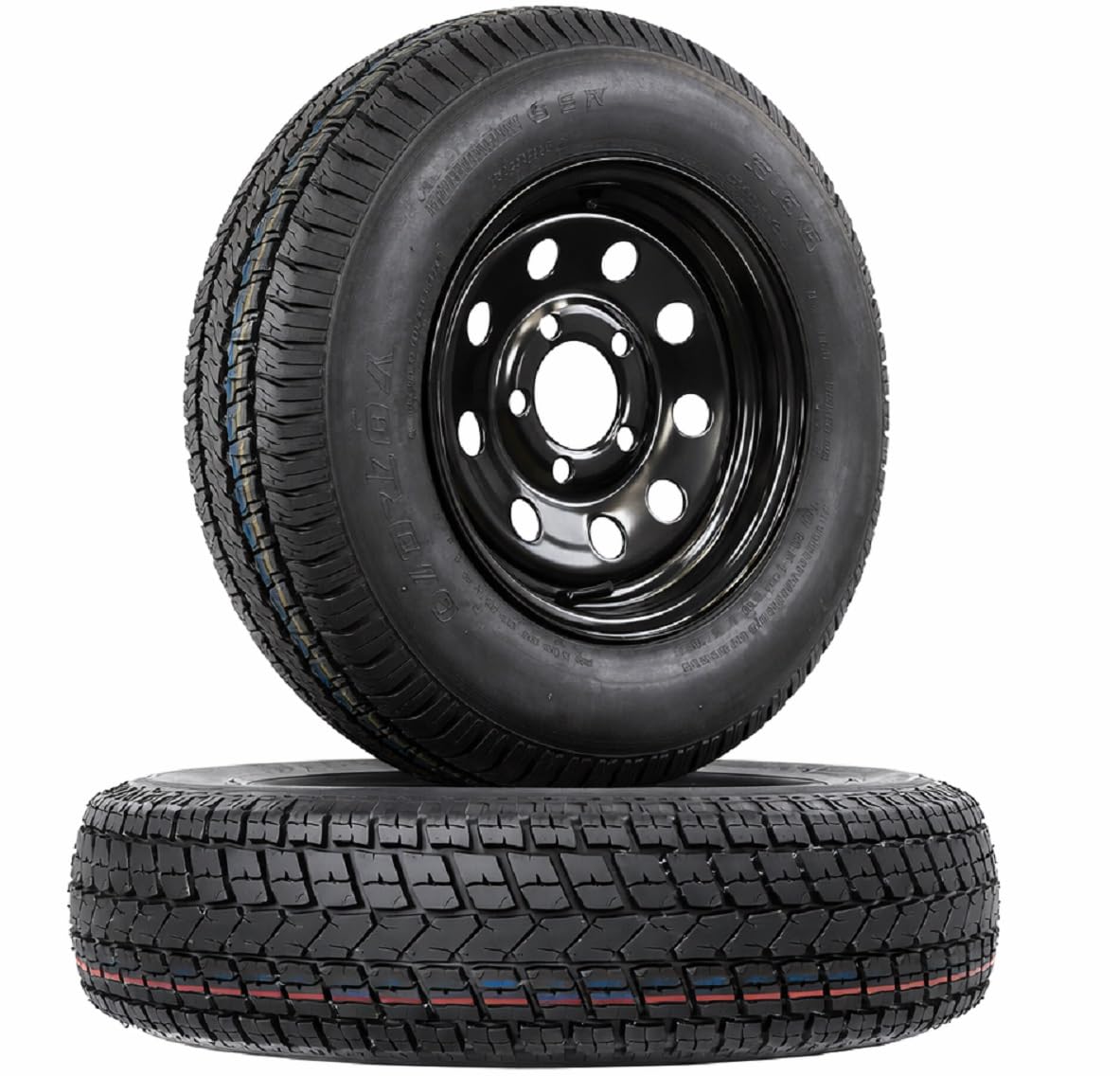 ECUSTOMRIM 2-Pack ST175/80D13 Trailer Tire Rims - Black Wheels