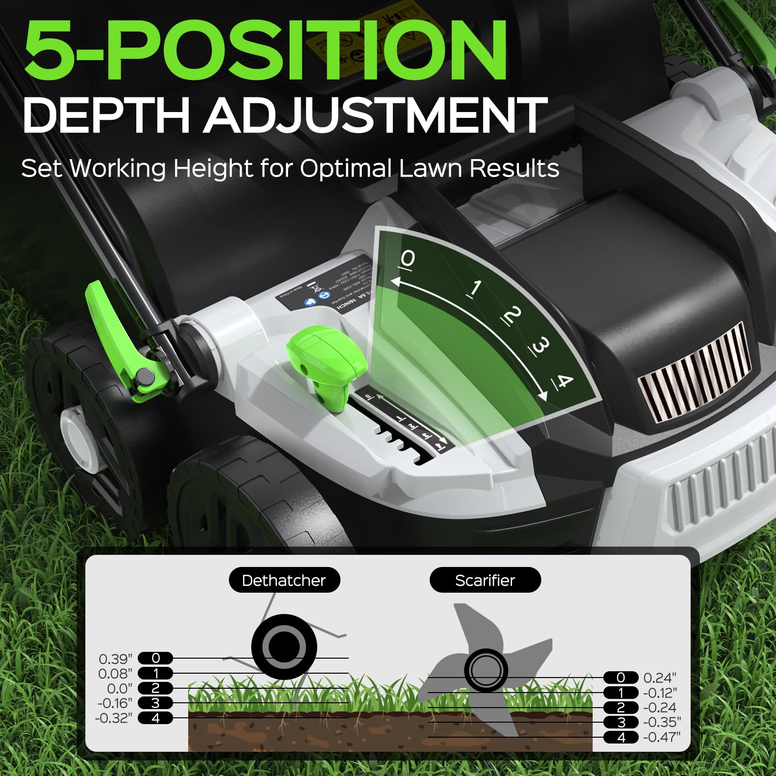 TIECTOWN 2026 16-Inch 2-in-1 Electric Dethatcher & Scarifier