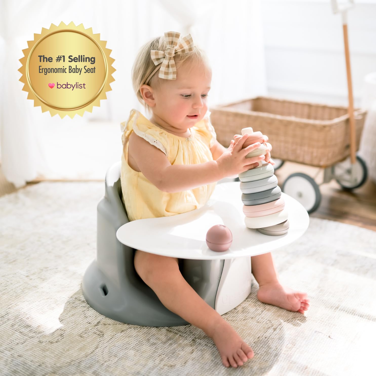 UPSEAT Original Ergonomic Baby Floor & Booster Seat with Tray