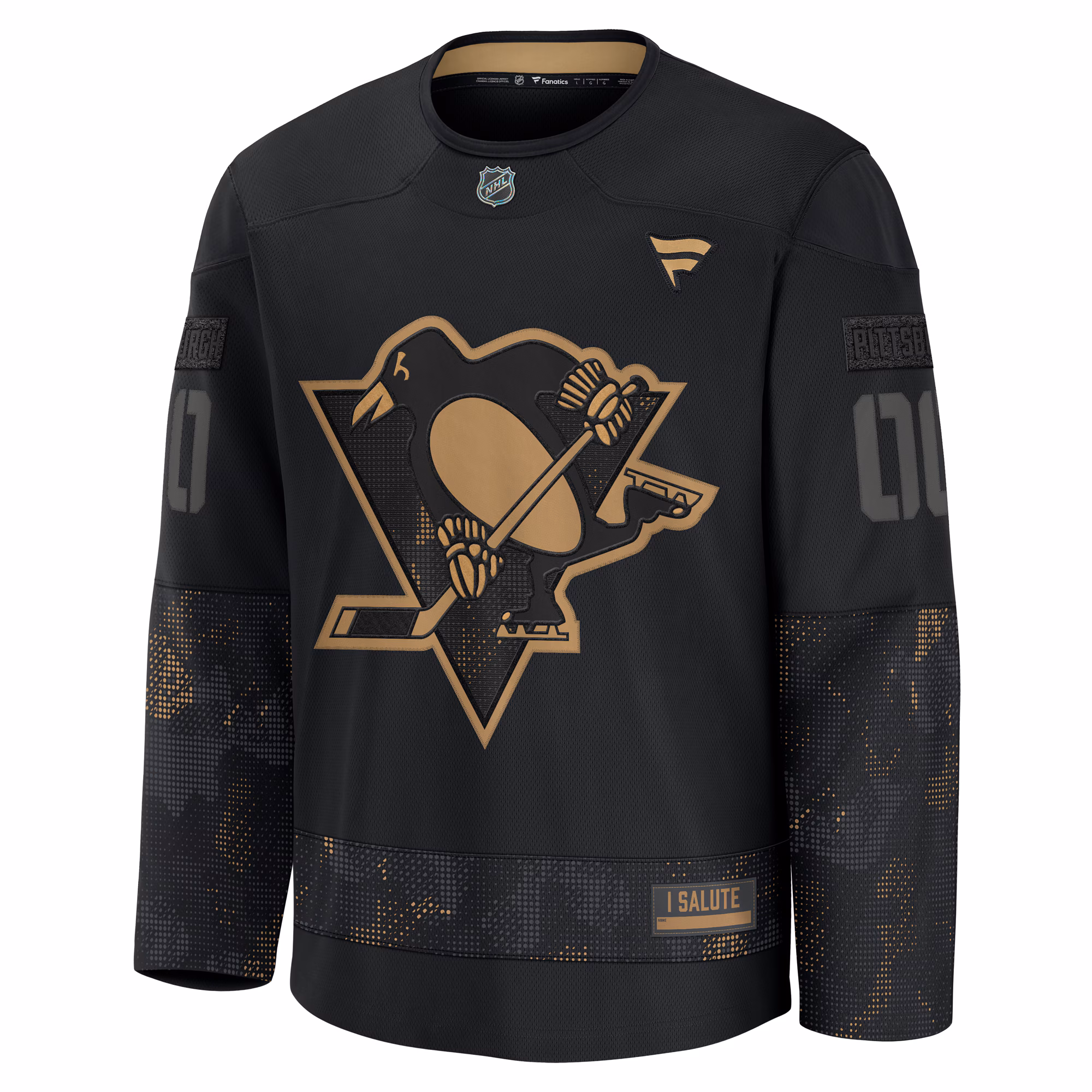 Pittsburgh Penguins Fanatics 2024 Military Appreciation Custom Practice Jersey - Black
