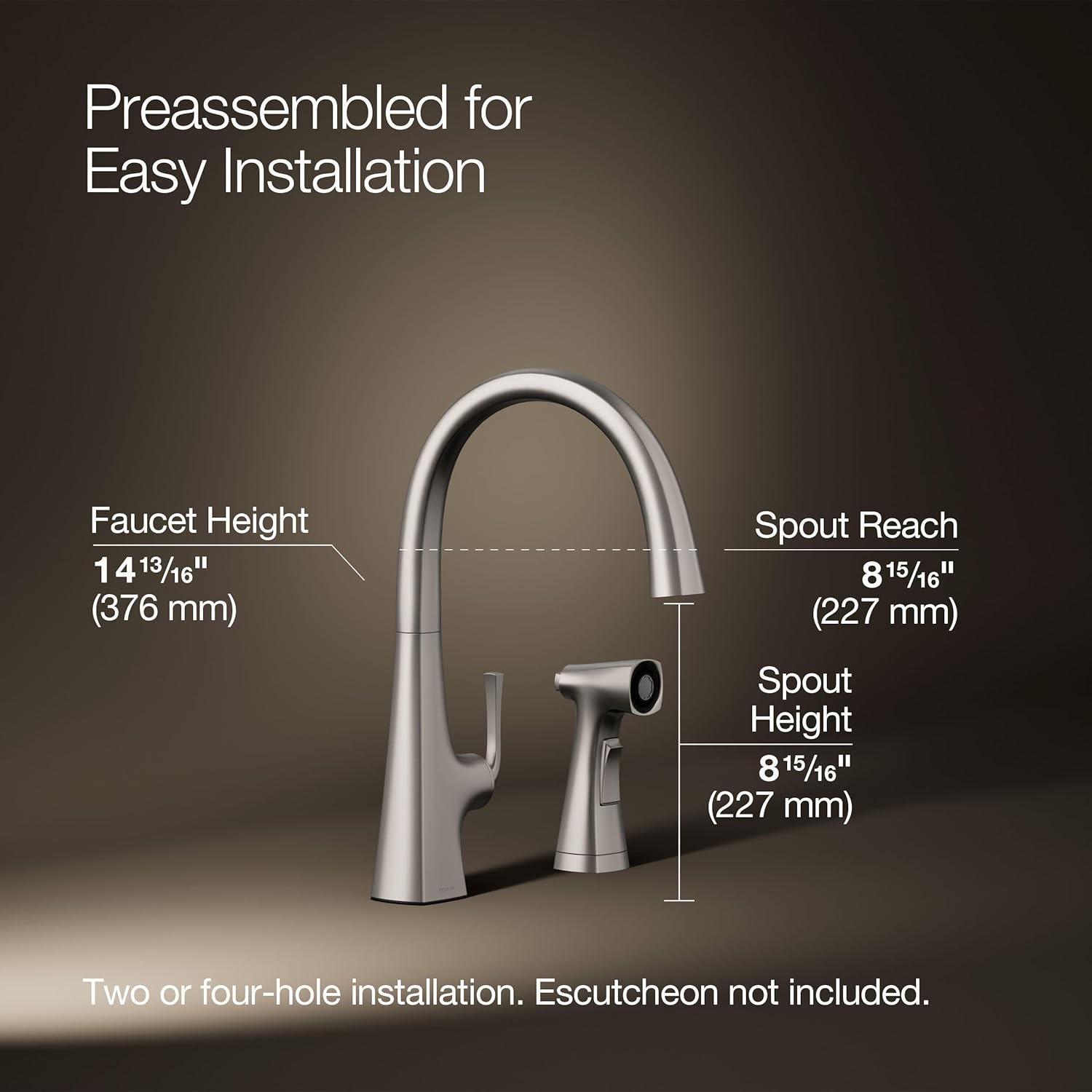 KOHLER Graze 1.5 GPM Single Hole Kitchen Faucet - Includes Side Spray