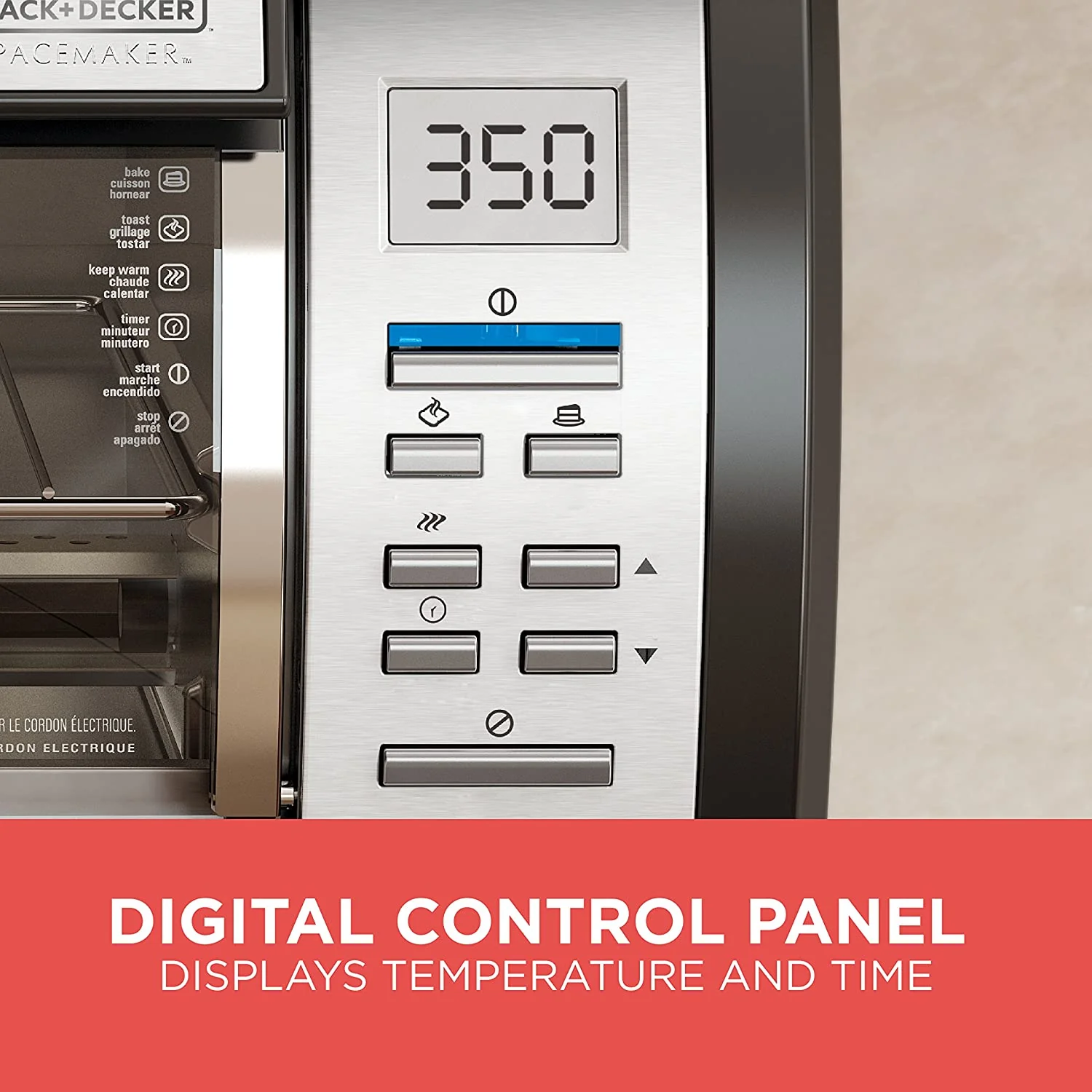 BLACK+DECKER SpaceMaker Under-Counter Toaster Oven, Digital Controls, Black/Stainless Steel, Fits 9锟芥�锟斤拷 Pizza, TROS1000D