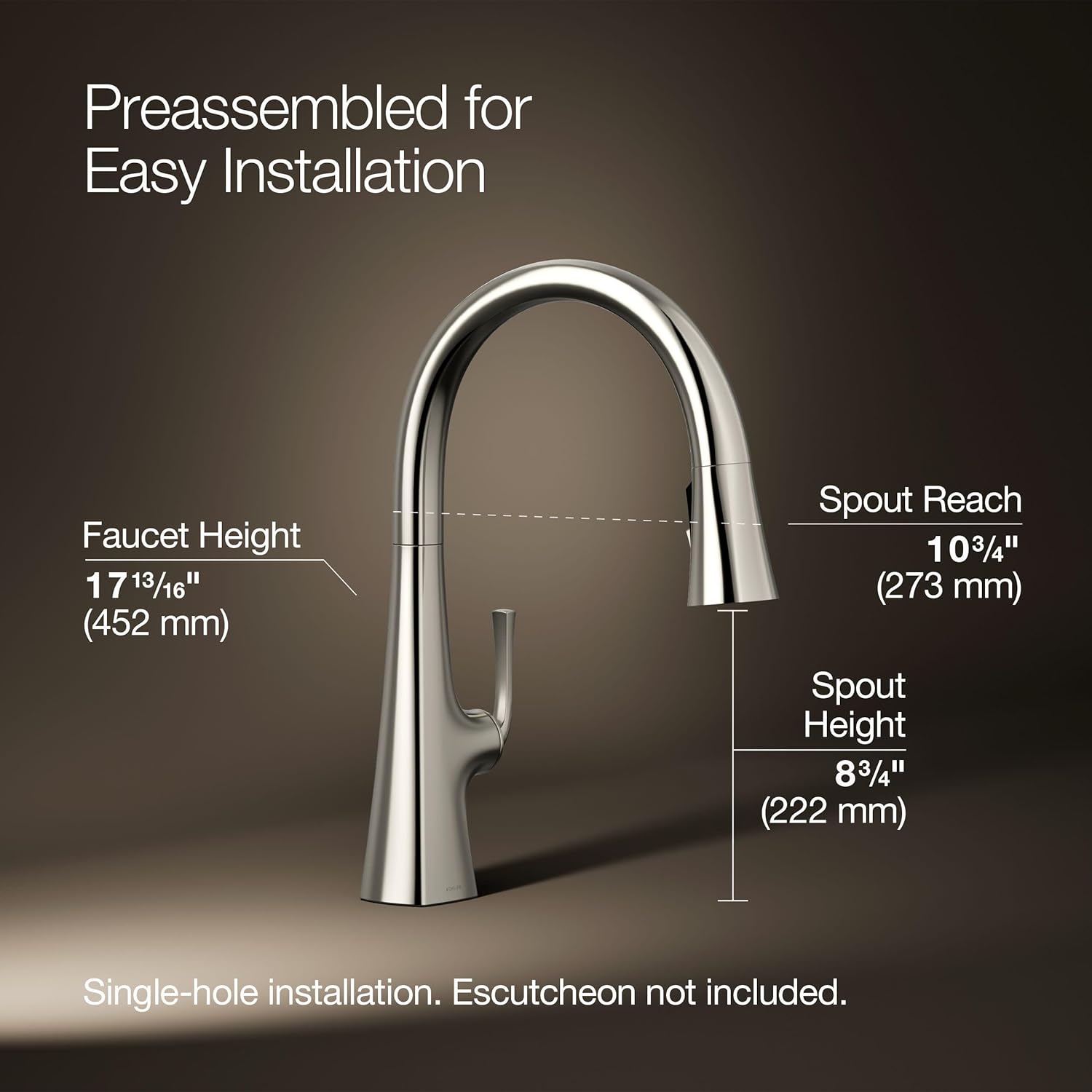 Kohler 22062-SN Graze Kitchen Sink Faucet, Vibrant Polished Nickel