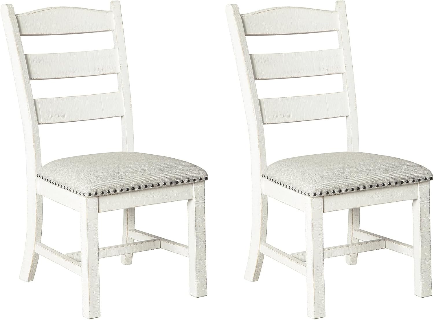 Signature Design by Ashley Valebeck Farmhouse Cushioned Dining Chair, 2 Count, Nailhead Trim, Fabric Upholstery, Solid Wood, 39