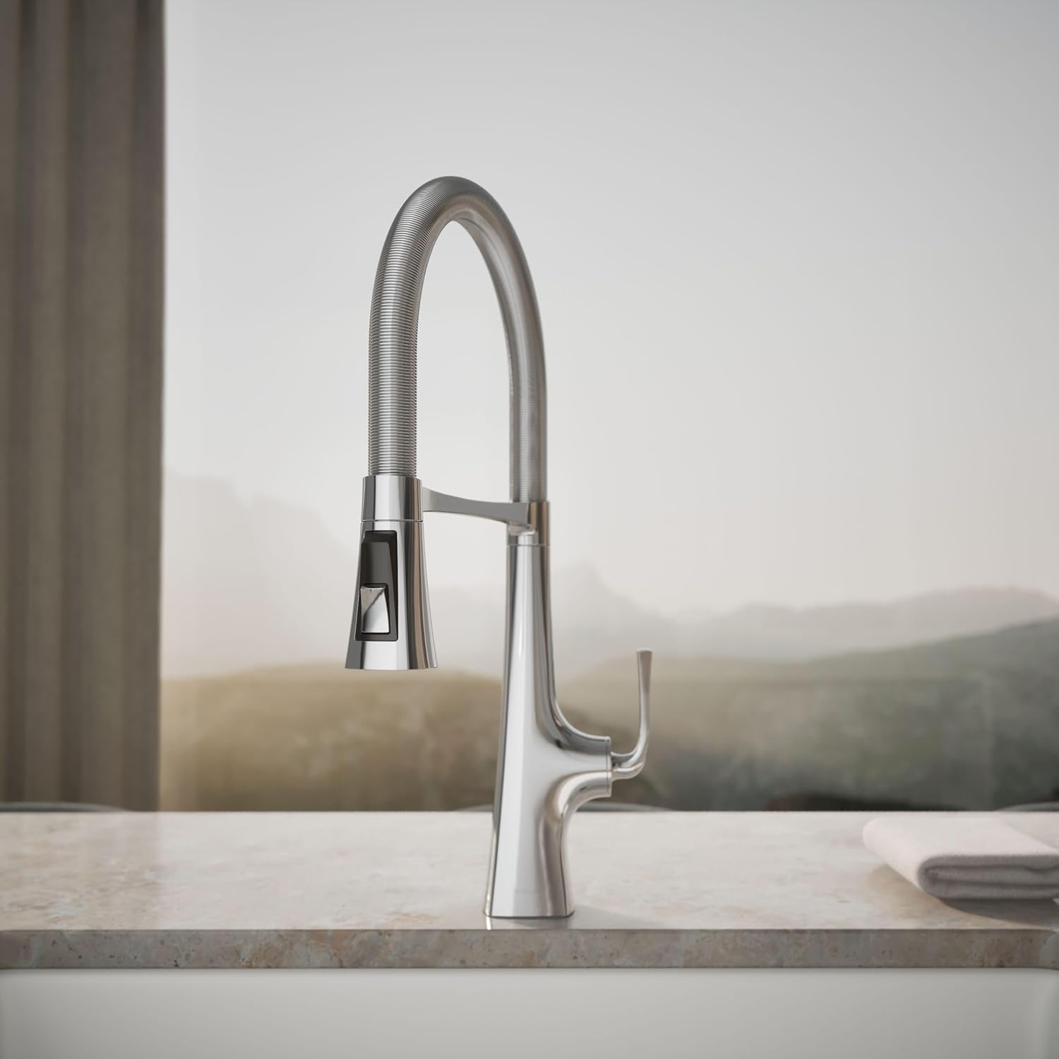 Kohler 22061-CP Graze Semi-pro, 3 Function Commercial Kitchen Faucet with Pull Down Sprayer, Standard, Polished Chrome