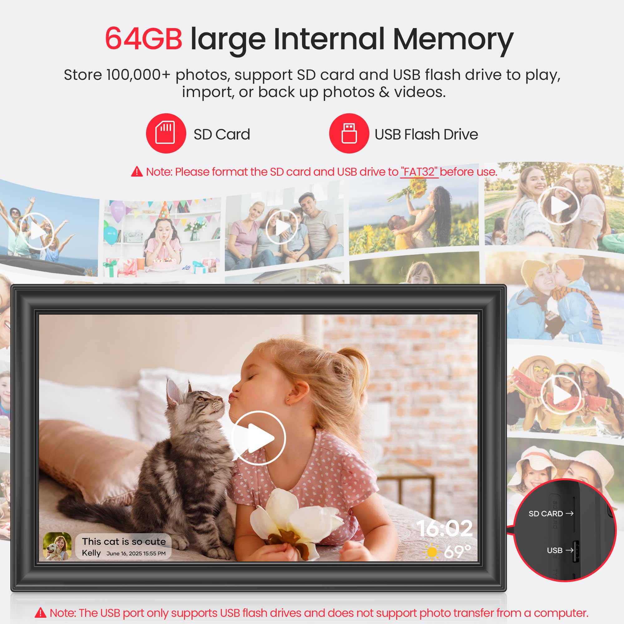 BIGASUO 64GB Frameo 15.6