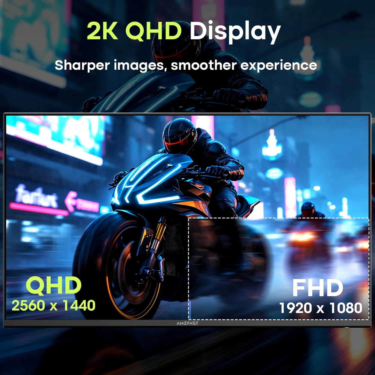 Amzfast 27 Inch 200Hz WQHD (2560 x 1440) Fast IPS Gaming Monitor, Built-in Speakers, 1ms G-SYNC Compatible, HDR400, 132% sRGB, 96% DCI-P3, VESA 100x100, HDMI 2.0 x 2 & DP 1.4 x 2, AMZG27F5Q