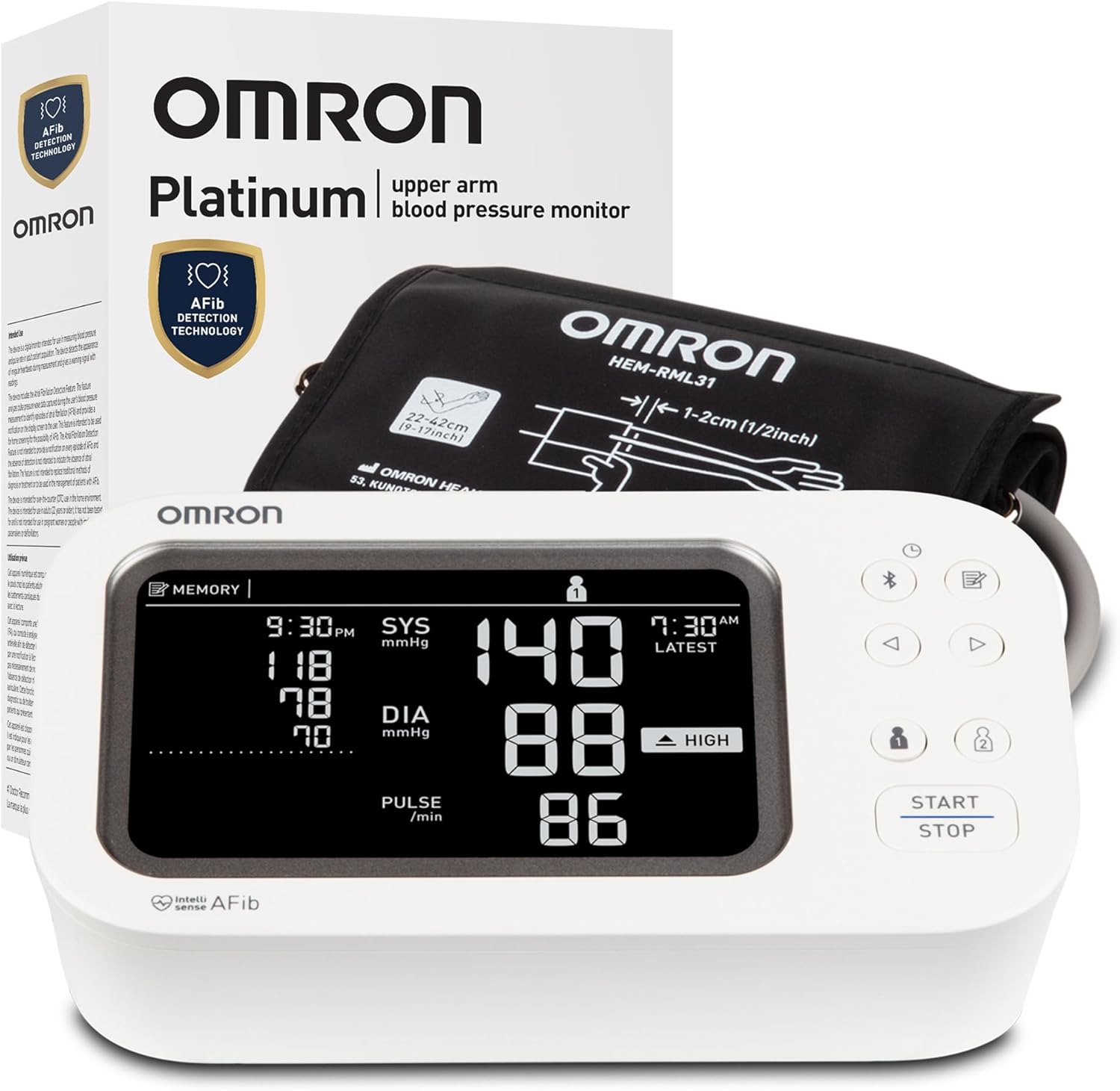 OMRON Platinum Blood Pressure Monitor for Home Use & Upper Arm Blood Pressure Cuff - #1 Doctor & Pharmacist Recommended Brand - Clinically Validated - AFib Detection - Connect App