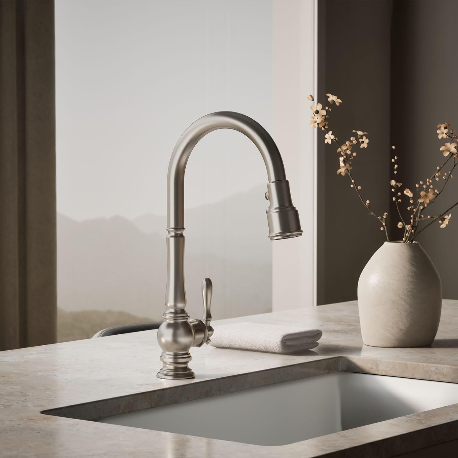 KOHLER K-99259-VS Artifacts Kitchen Sink Faucet, 17.63 x 4.31 x 8.50 Inches, Vibrant Stainless
