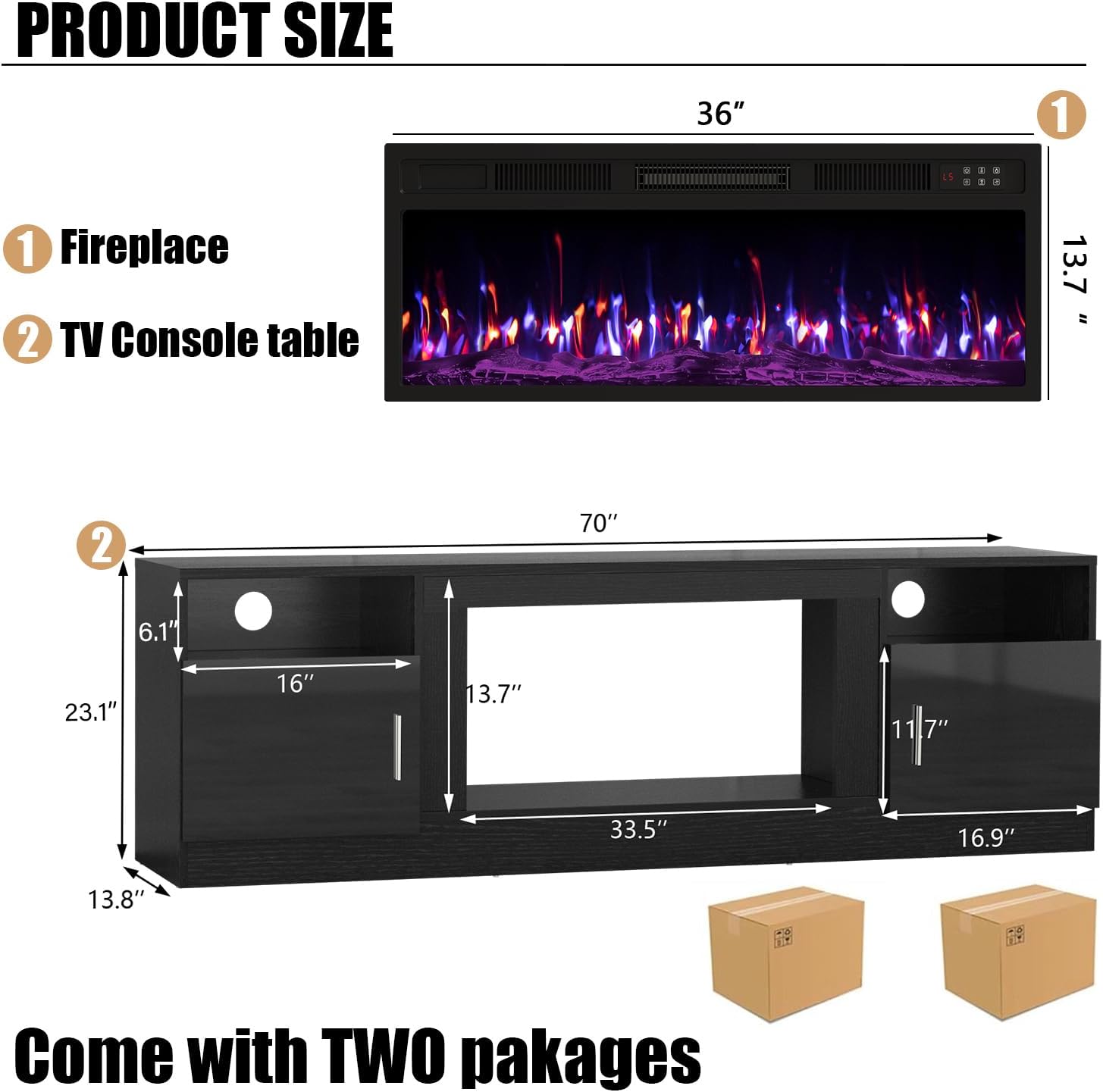 VITESSE Fireplace with TV Stand 36