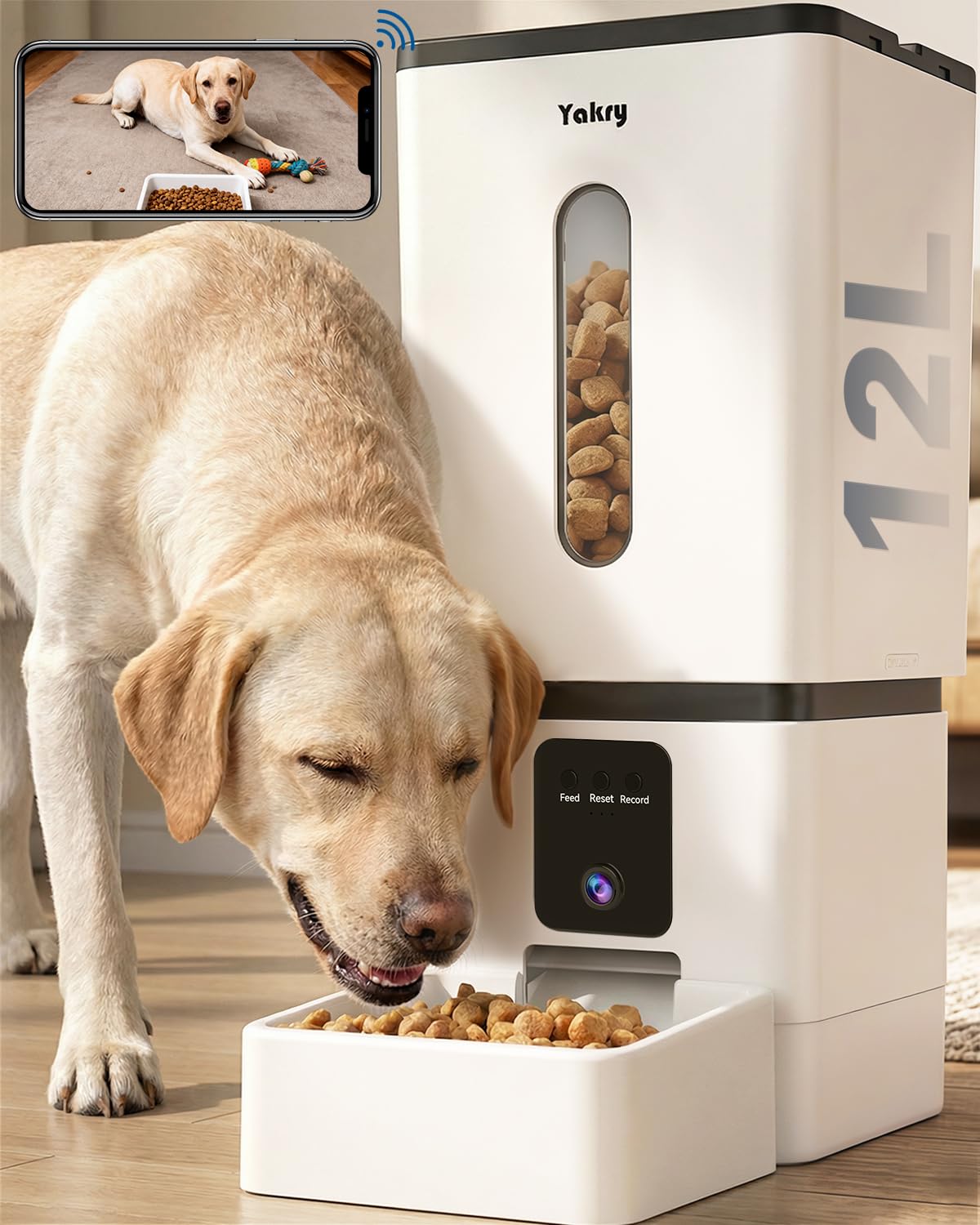 YAKRY Automatic Dog Feeder for Large Breeds with Camera
