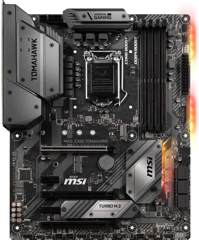 MSI MAG Z390 Tomahawk LGA1151 (Intel 8th and 9th Gen) M.2 USB 3.1 Gen 2 DDR4 HDMI DP CFX Dual Gigabit LAN ATX Z390 Gaming Motherboard